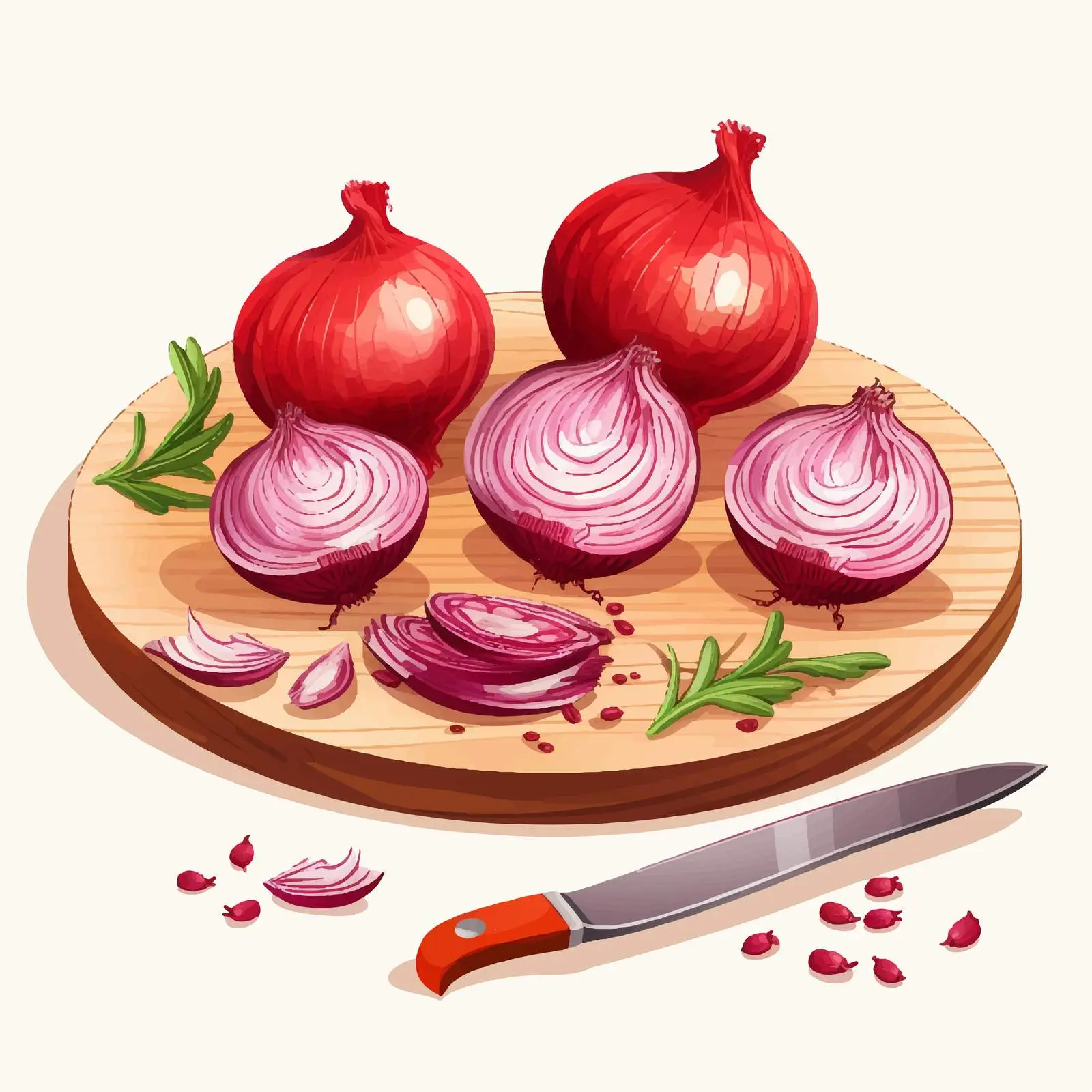 Cutting Fresh Red Onion into Ring Slices — free download from Dotvec