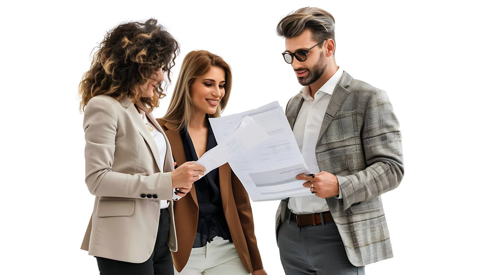 Colleagues Reviewing Paperwork in Office — free download from Dotvec