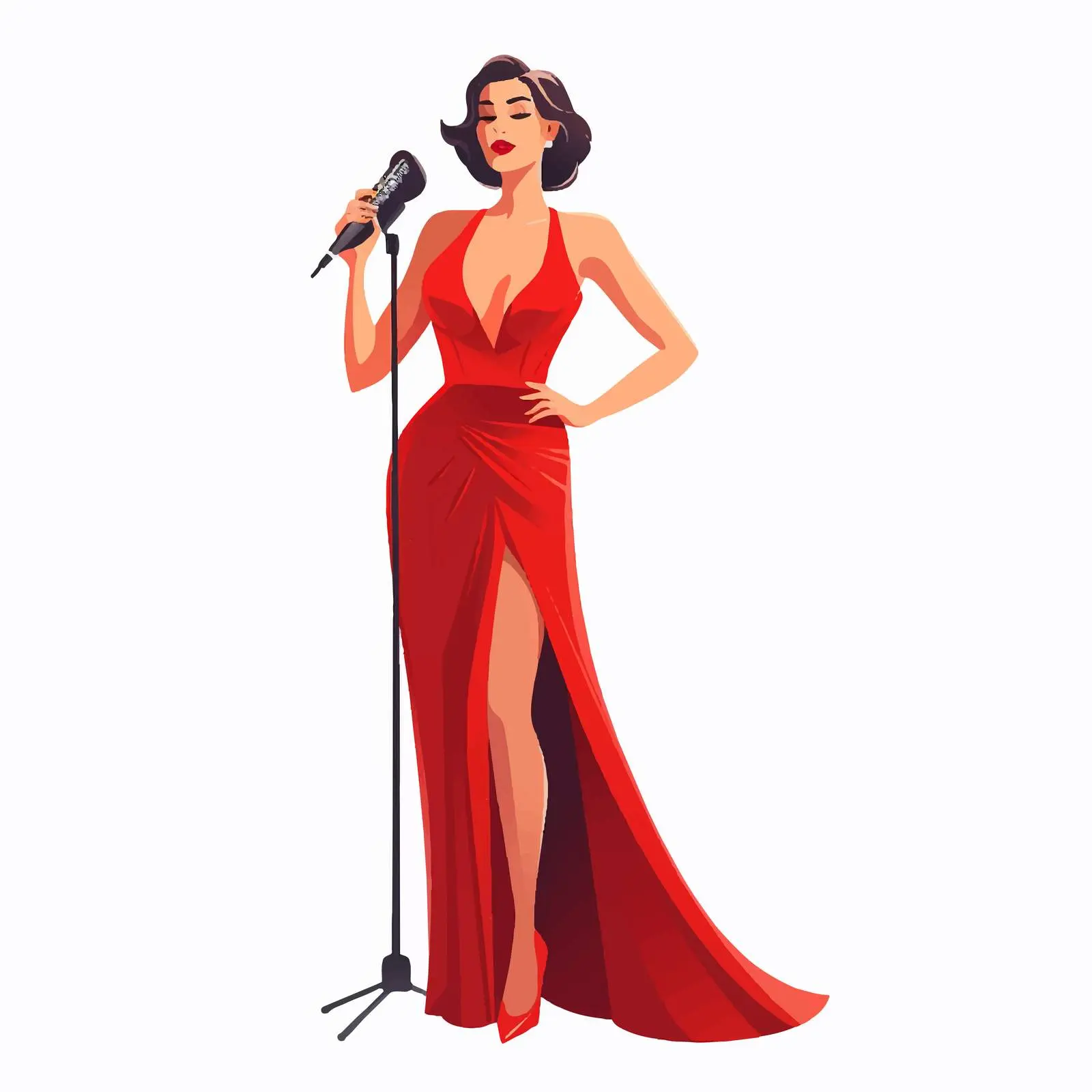 Elegant Jazz Singer in Stylish Attire Vector – free singer image from Dotvec