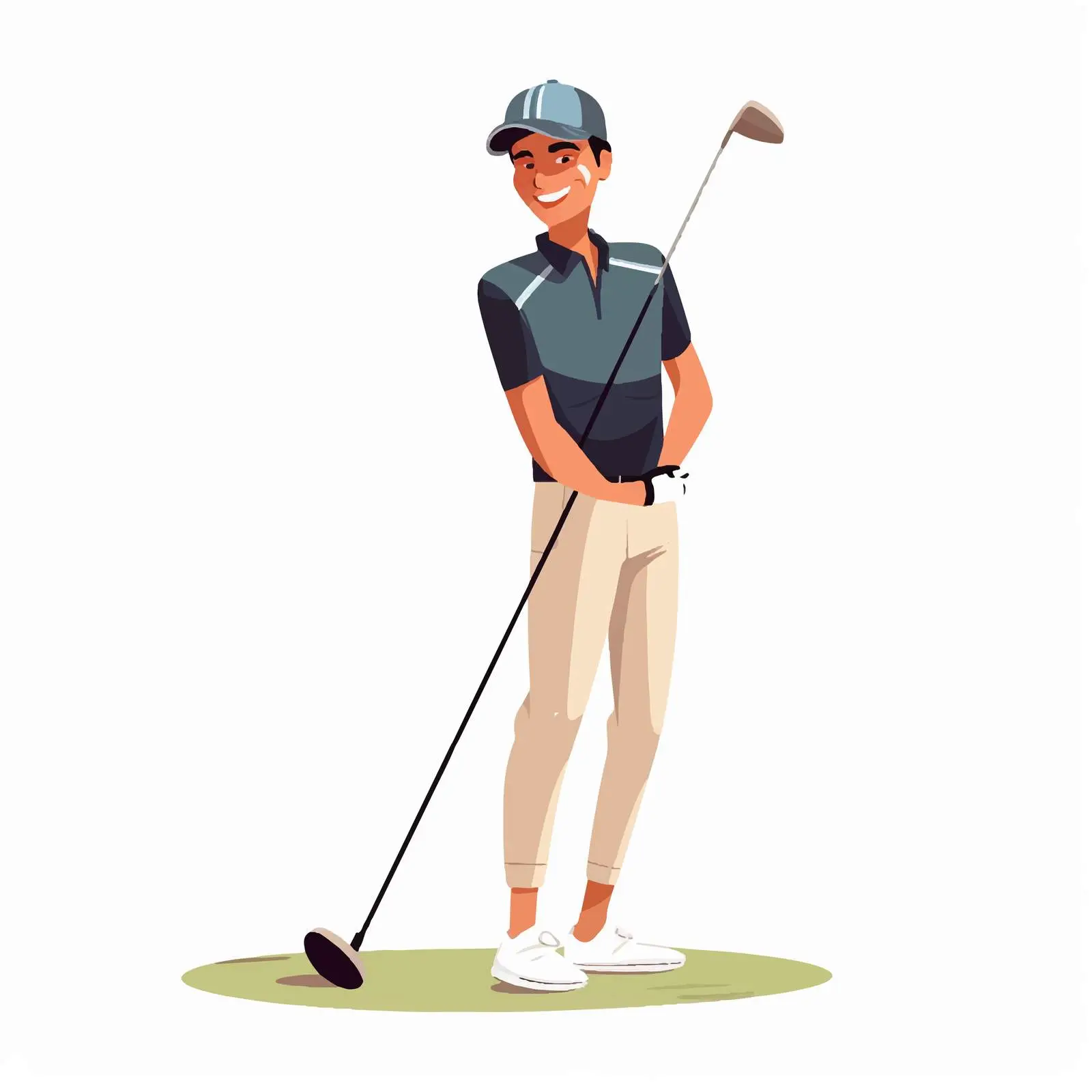 Smiling Male Golfer with Club in Action — free download from Dotvec