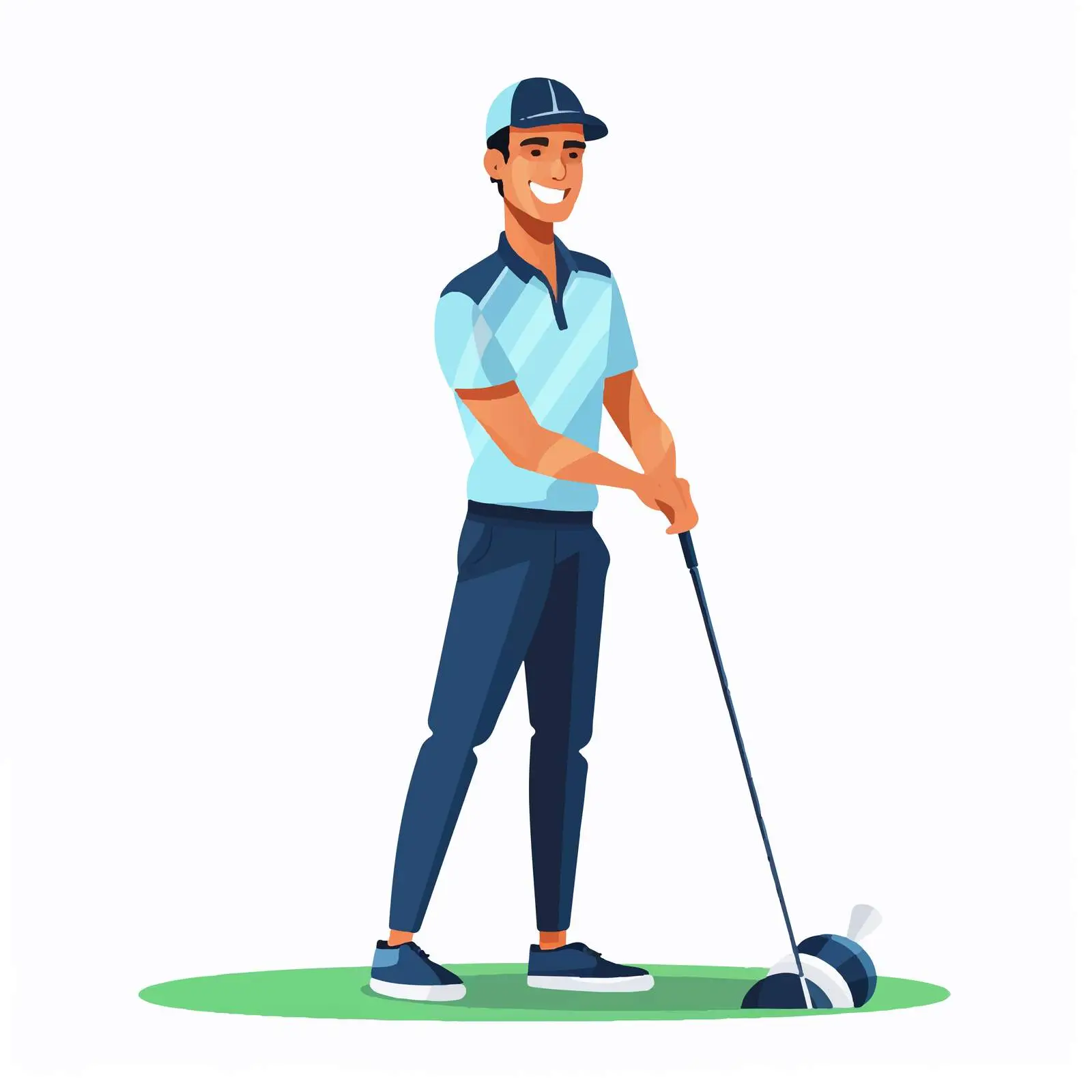 Smiling Male Golfer with Golf Club Vector — free download from Dotvec