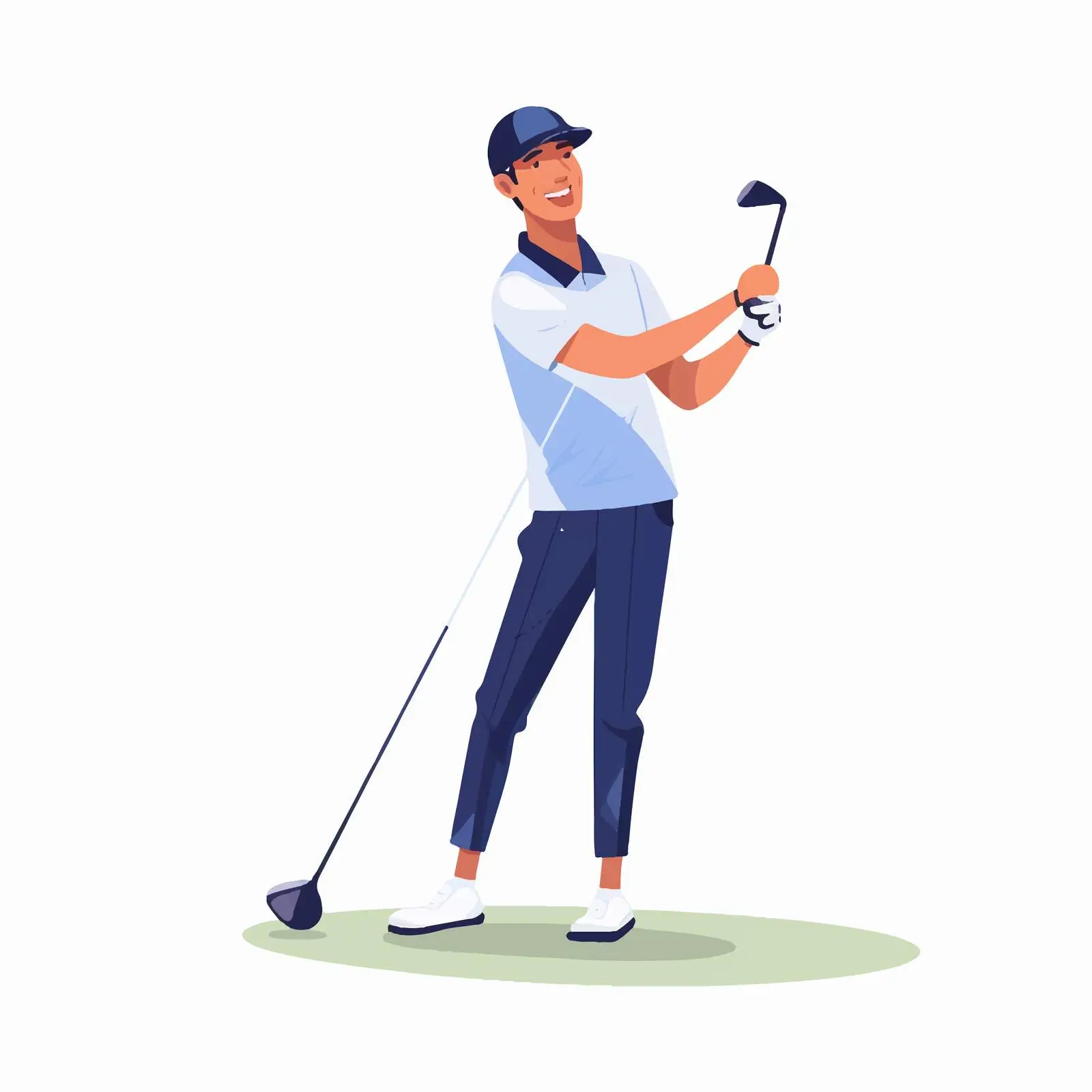 Smiling Young Male Golfer with Golf Club — free download from Dotvec