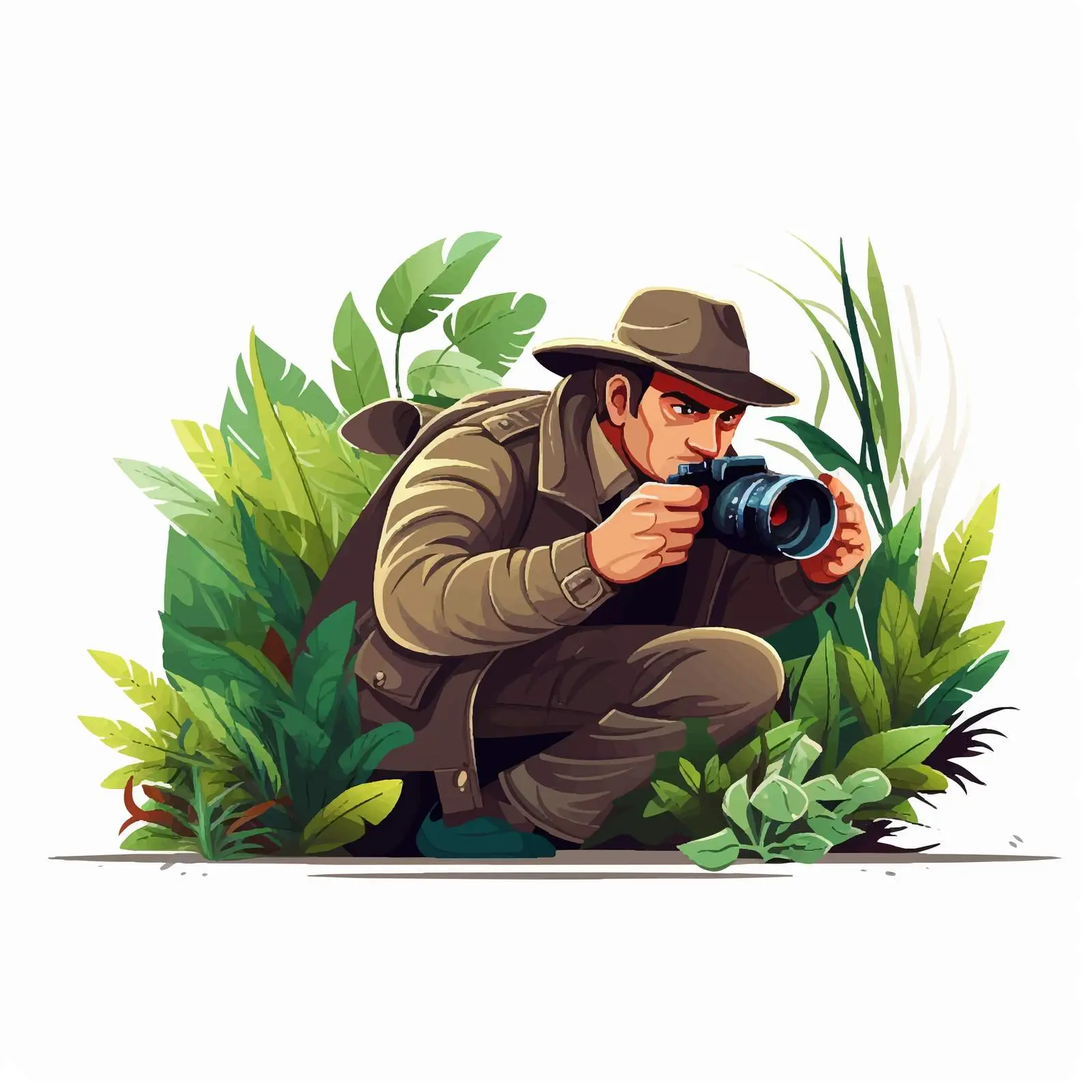 Male Private Detective Hiding in Bushes — free download from Dotvec