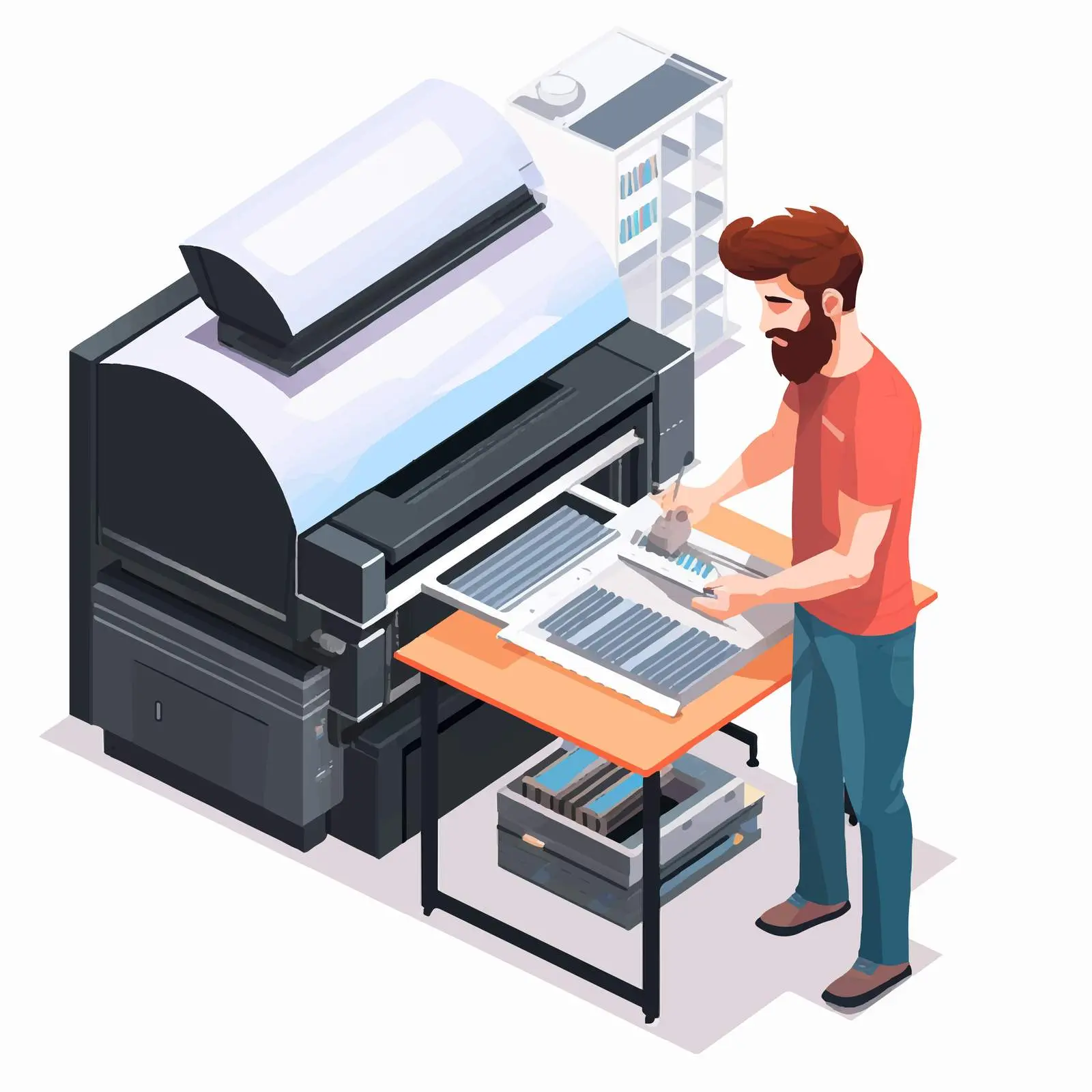 Male Character Working in Polygraphy Profession — free download from Dotvec