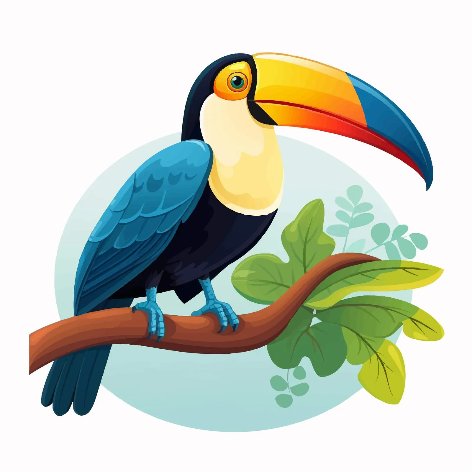 Cute Toucan Sitting on Tree Branch — free download from Dotvec
