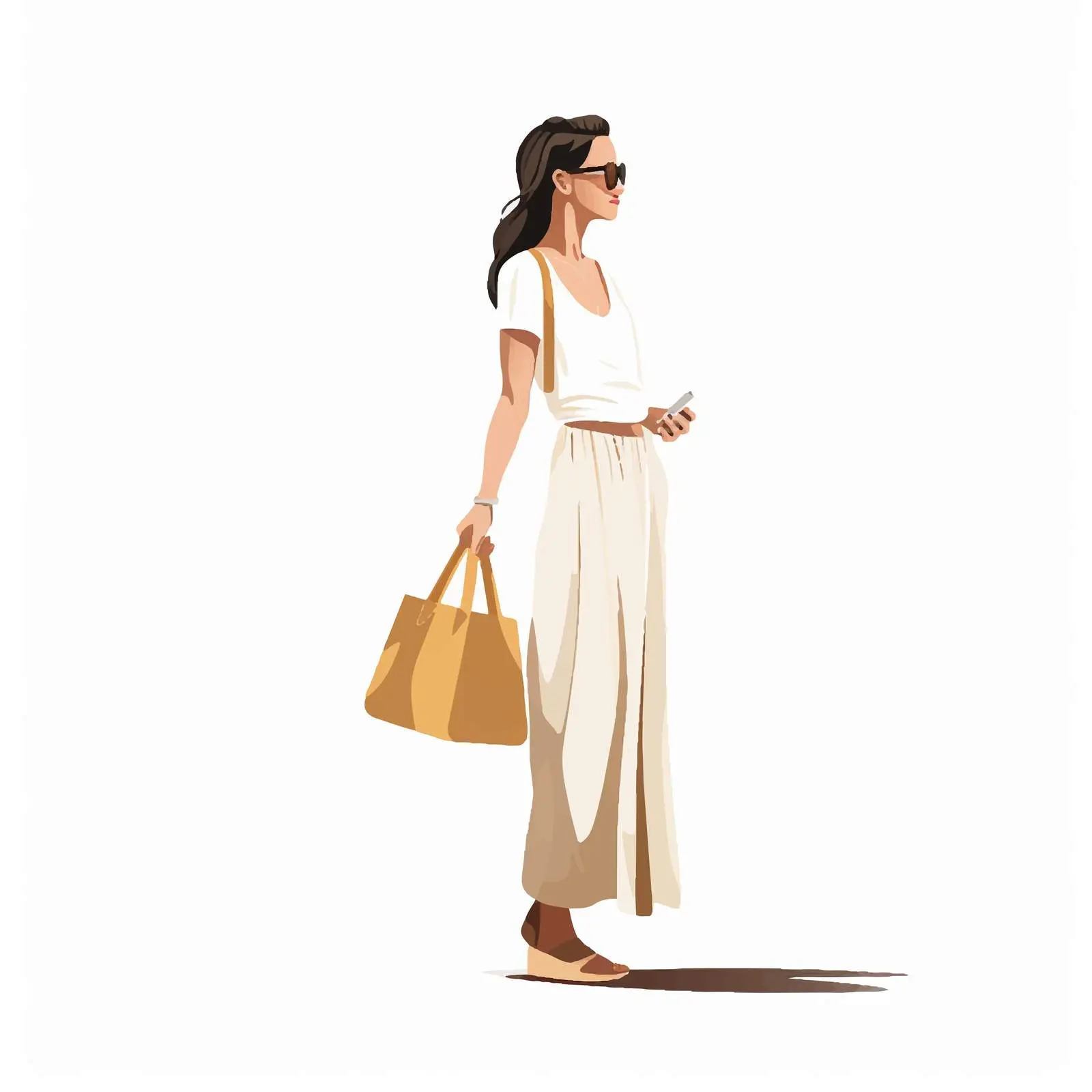 Profile of Woman in Eyeglasses and Long Skirt — free download from Dotvec