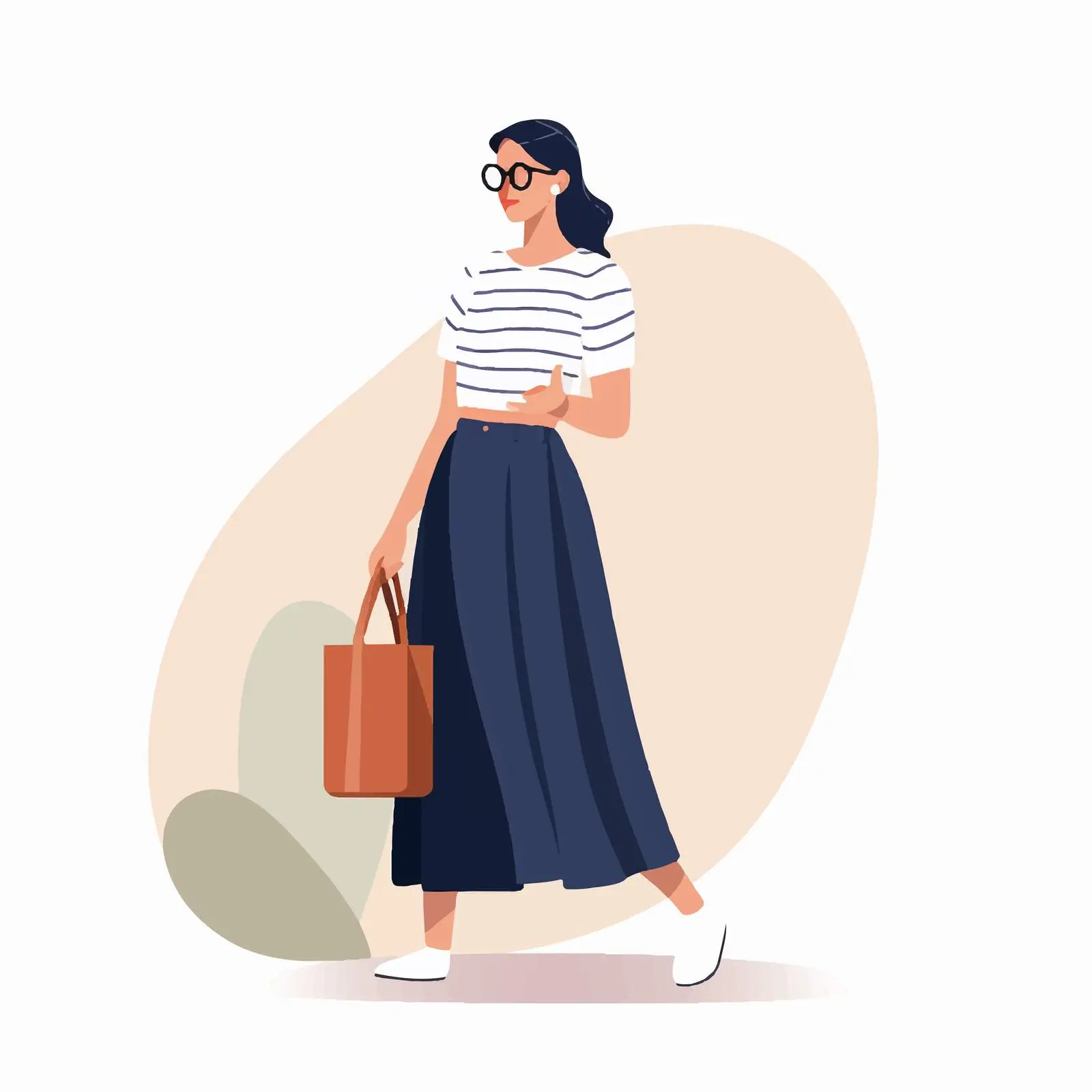 Stylish Woman in Long Skirt and Eyeglasses — free download from Dotvec