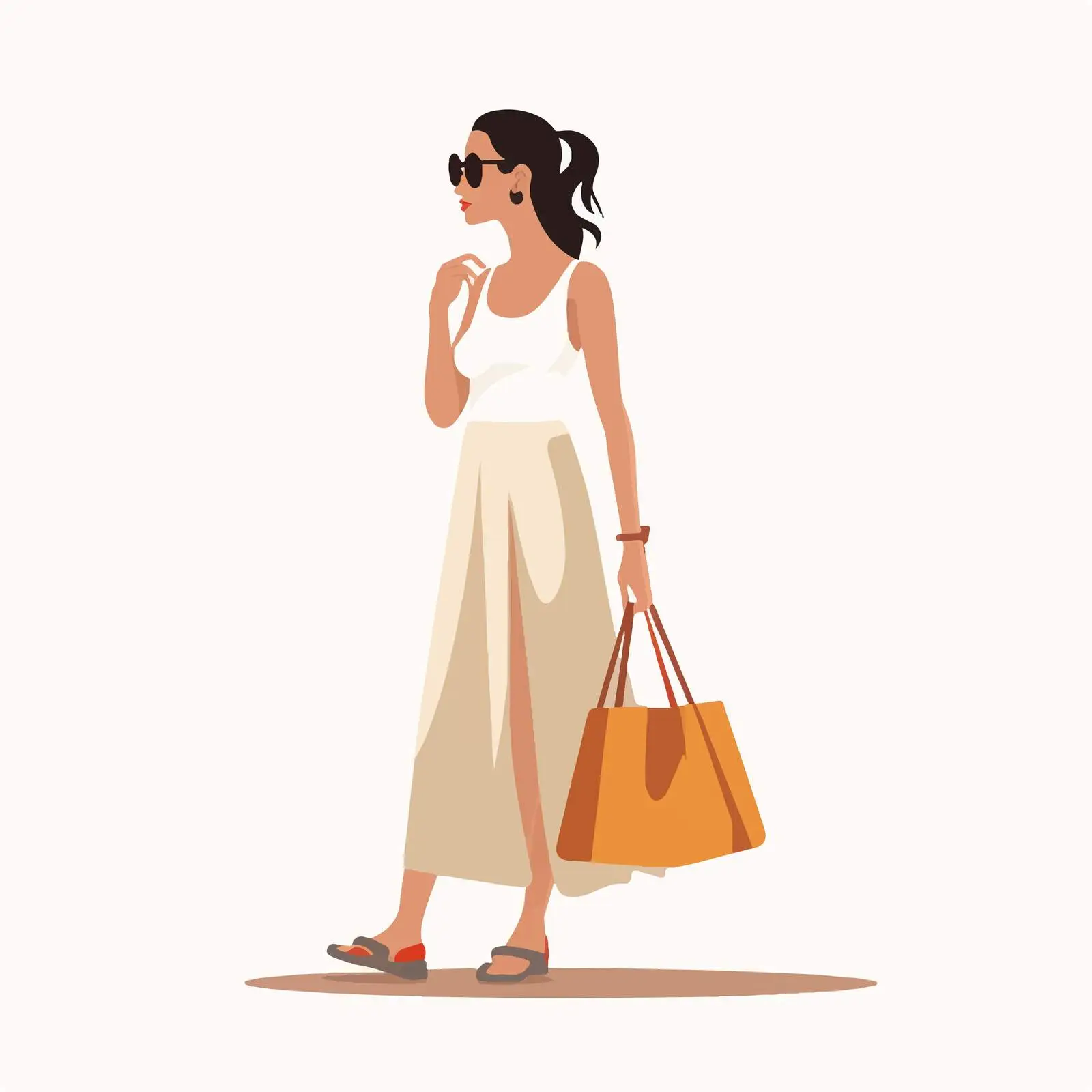 Woman in Long Skirt and Eyeglasses Vector — free download from Dotvec