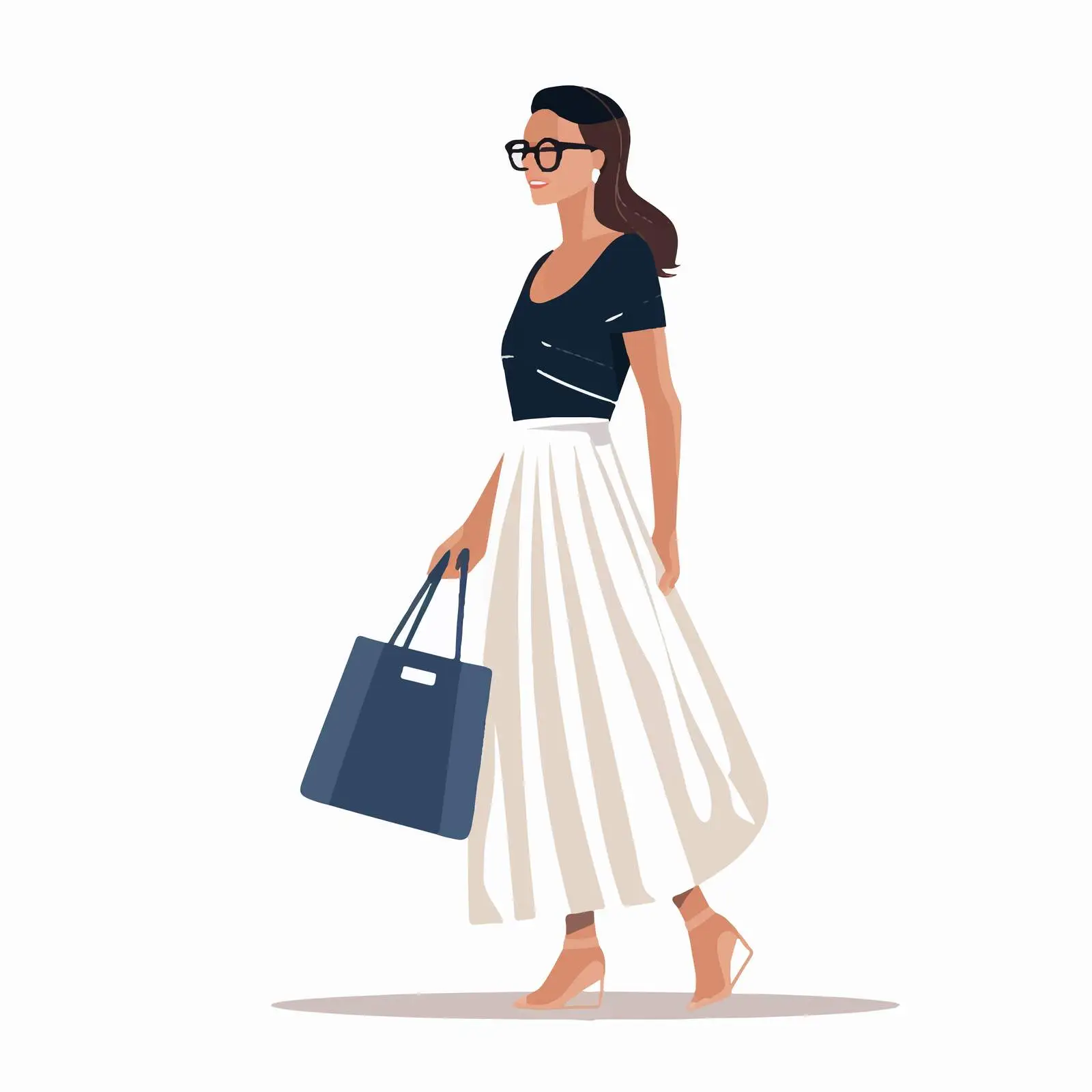 Woman in Eyeglasses and Long Skirt Vector — free download from Dotvec