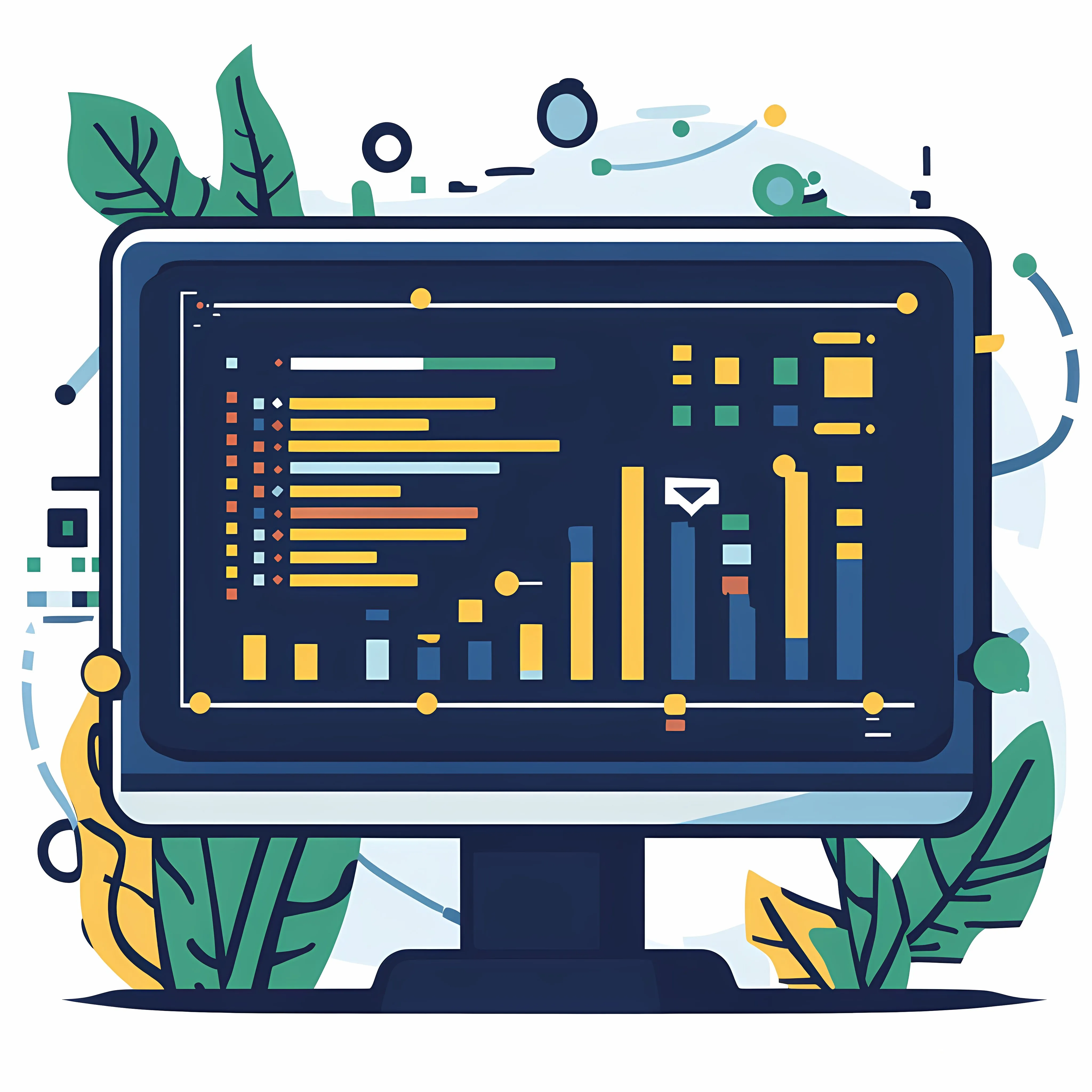 Flat Vector Illustration of Programming Code Analytics – free app development image from Dotvec