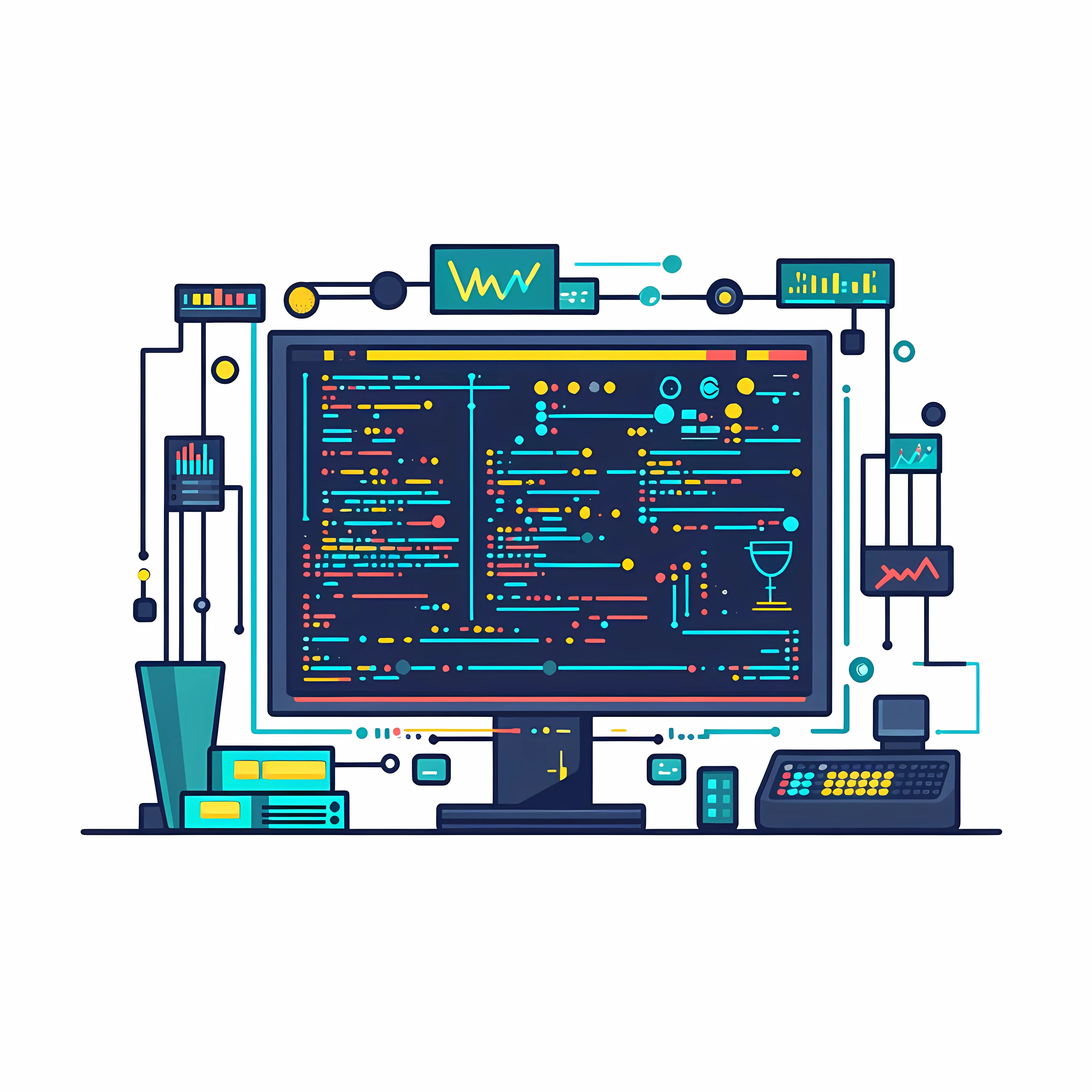 Programming Code Analytics Vector Illustration – free app development image from Dotvec