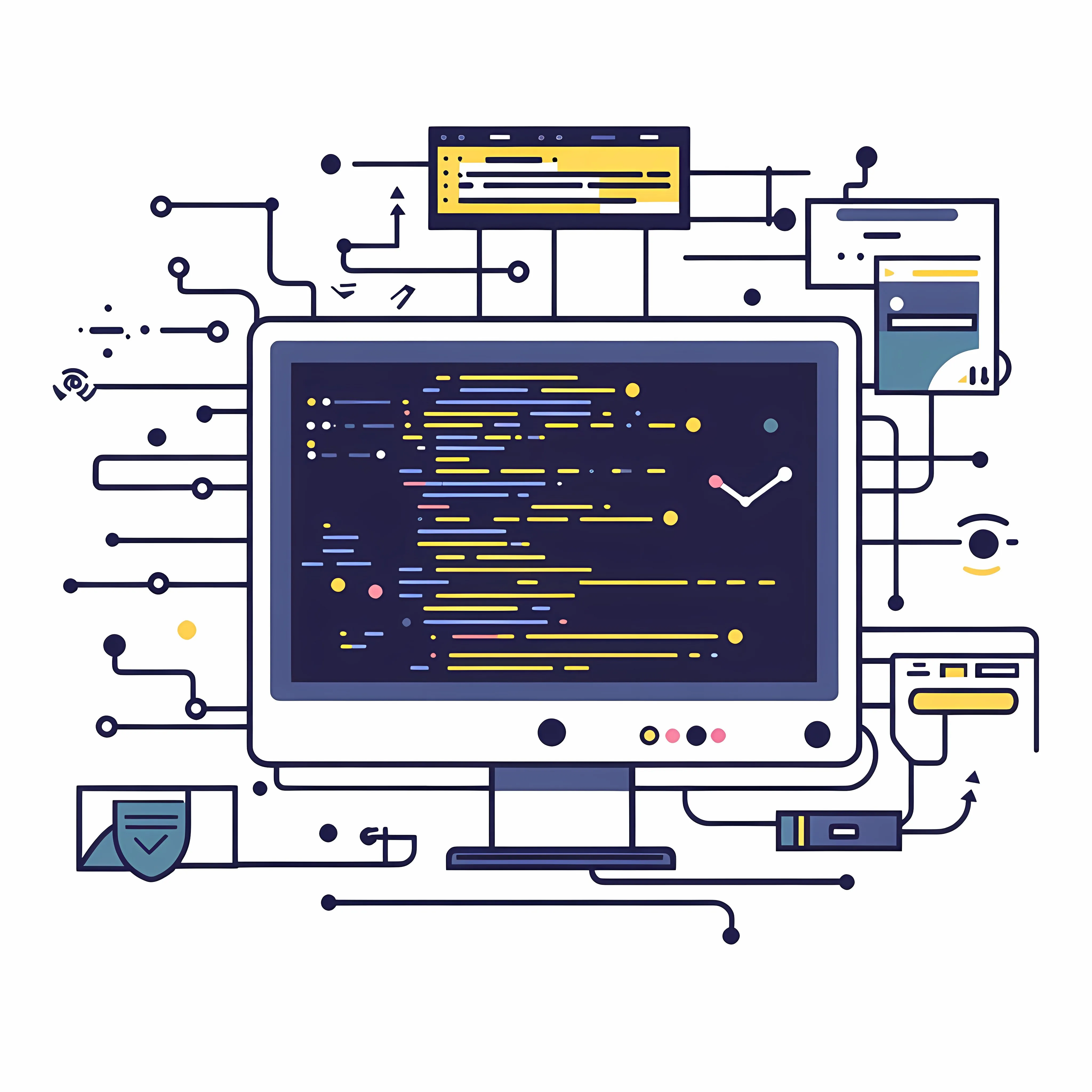 Flat Vector Illustration of Programming Languages – free app development image from Dotvec
