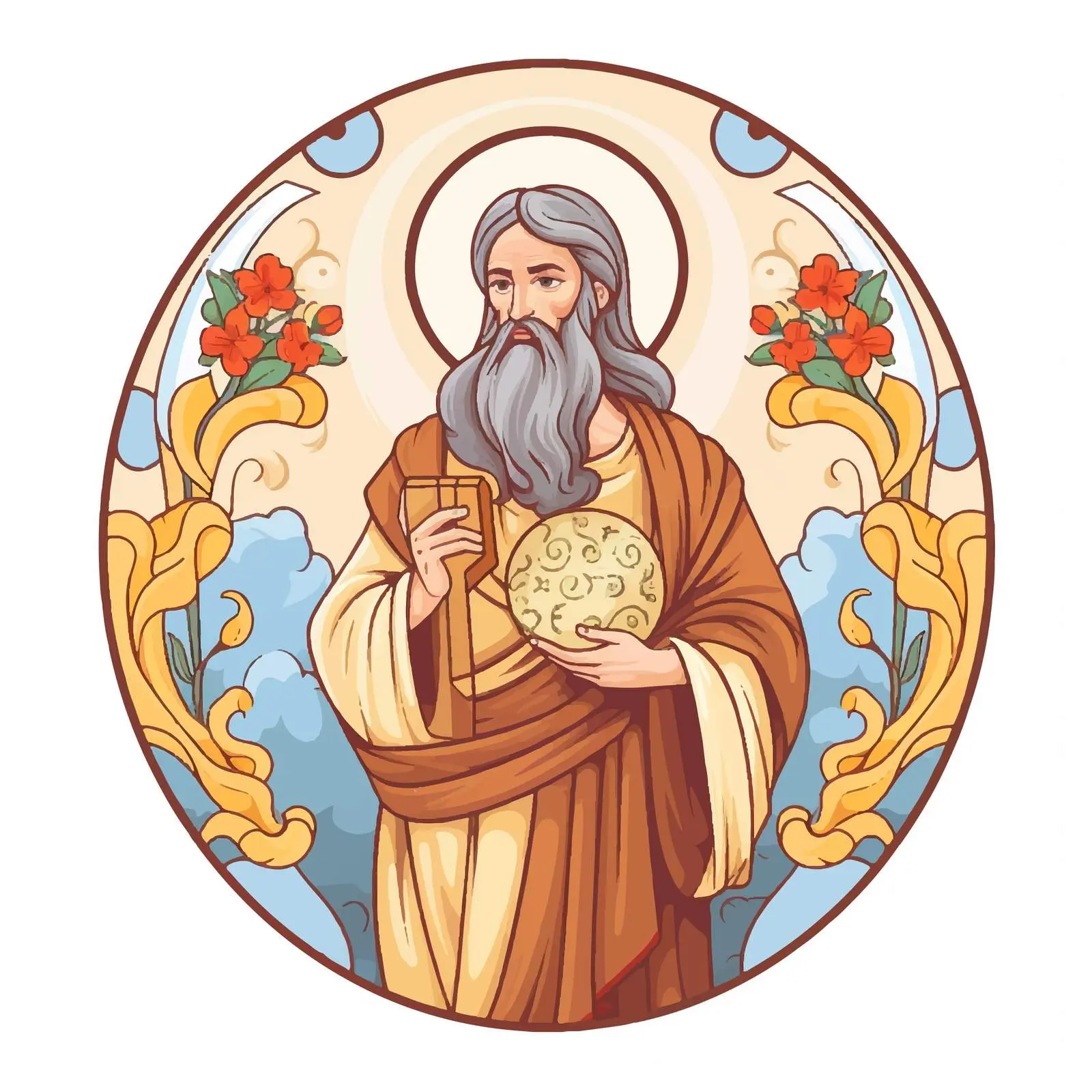 Prophet Elijah Easter Egg Byzantine Style Illustration — free download from Dotvec