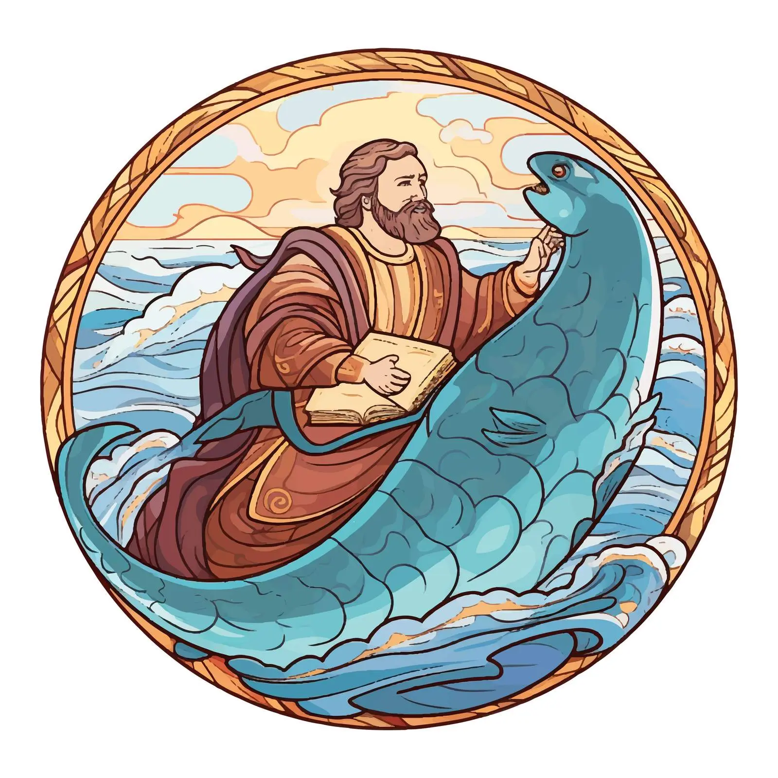 Jonah and the Whale Christian Illustration — free download from Dotvec