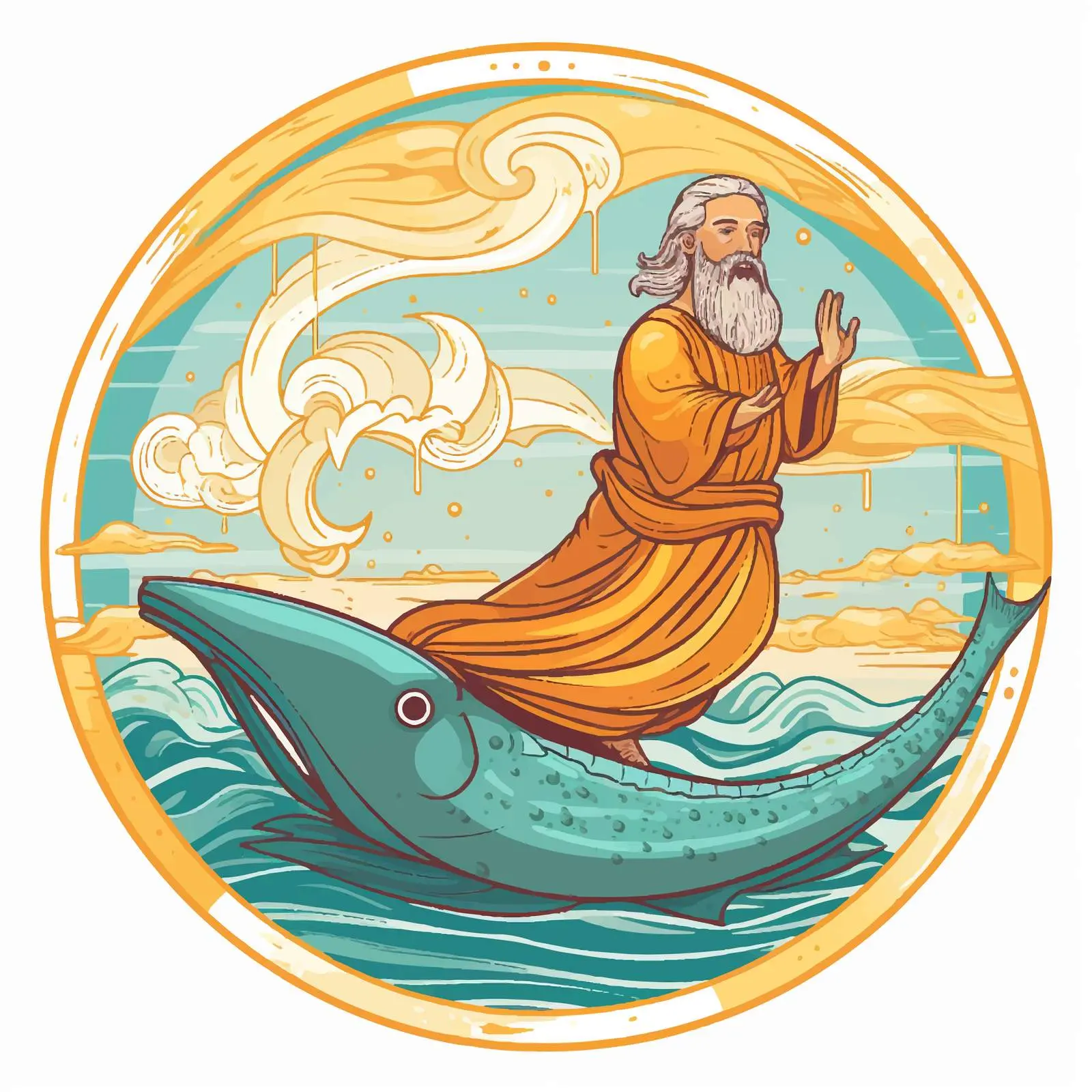 Jonah and the Whale Christian Illustration – free maritime image from Dotvec
