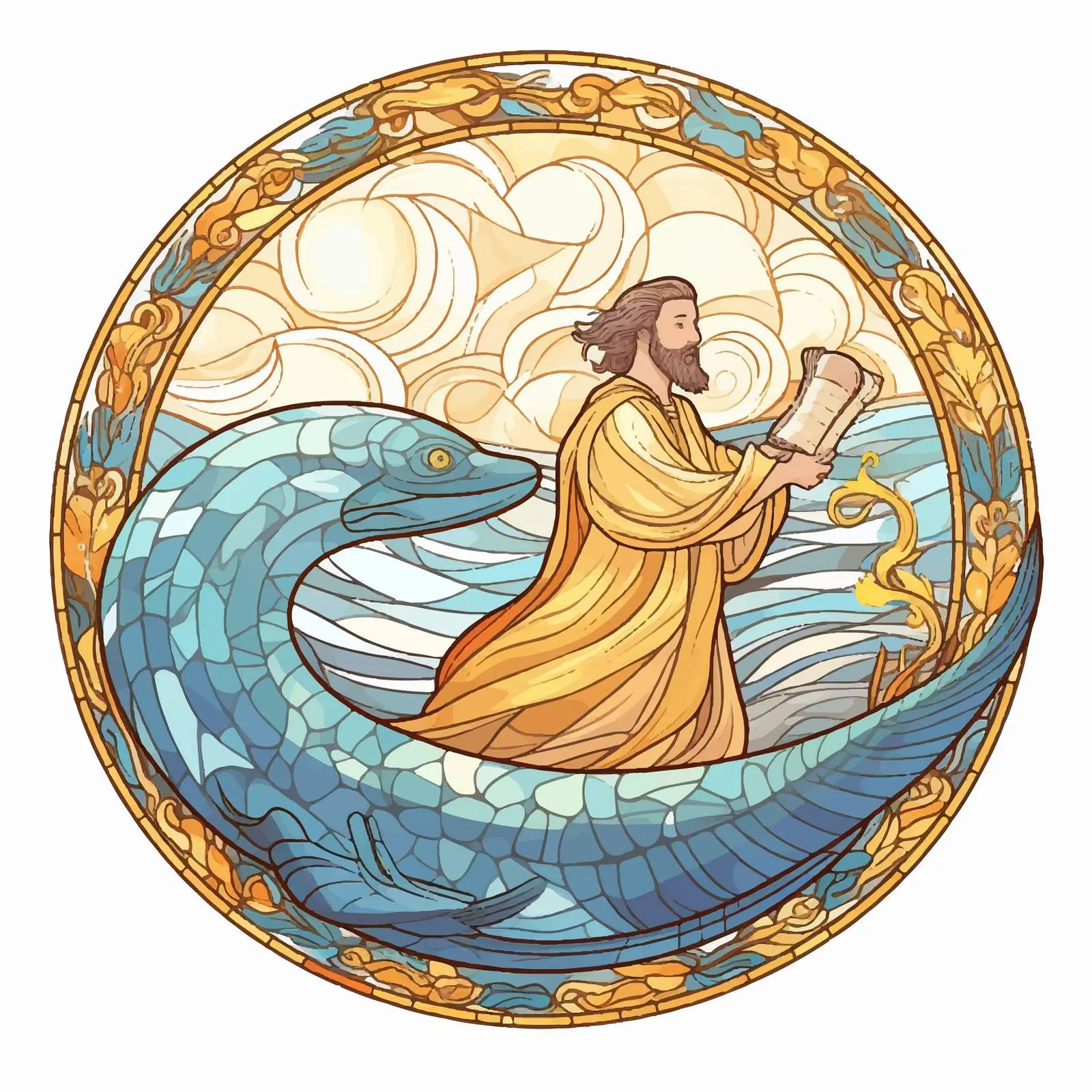 Jonah and the Whale Christian Illustration — free download from Dotvec