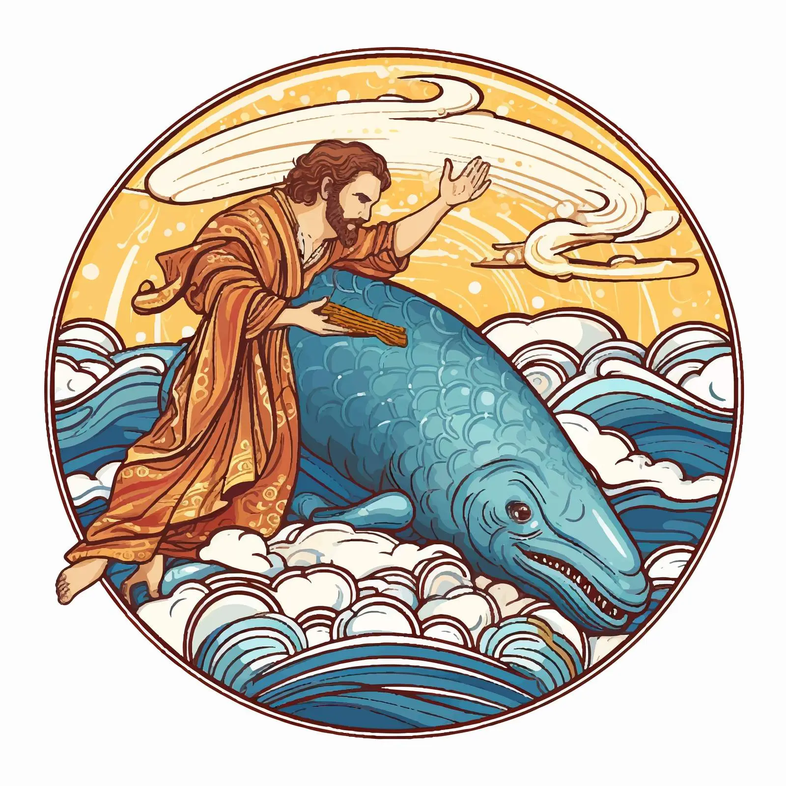 Jonah and the Whale: Religious Illustration — free download from Dotvec