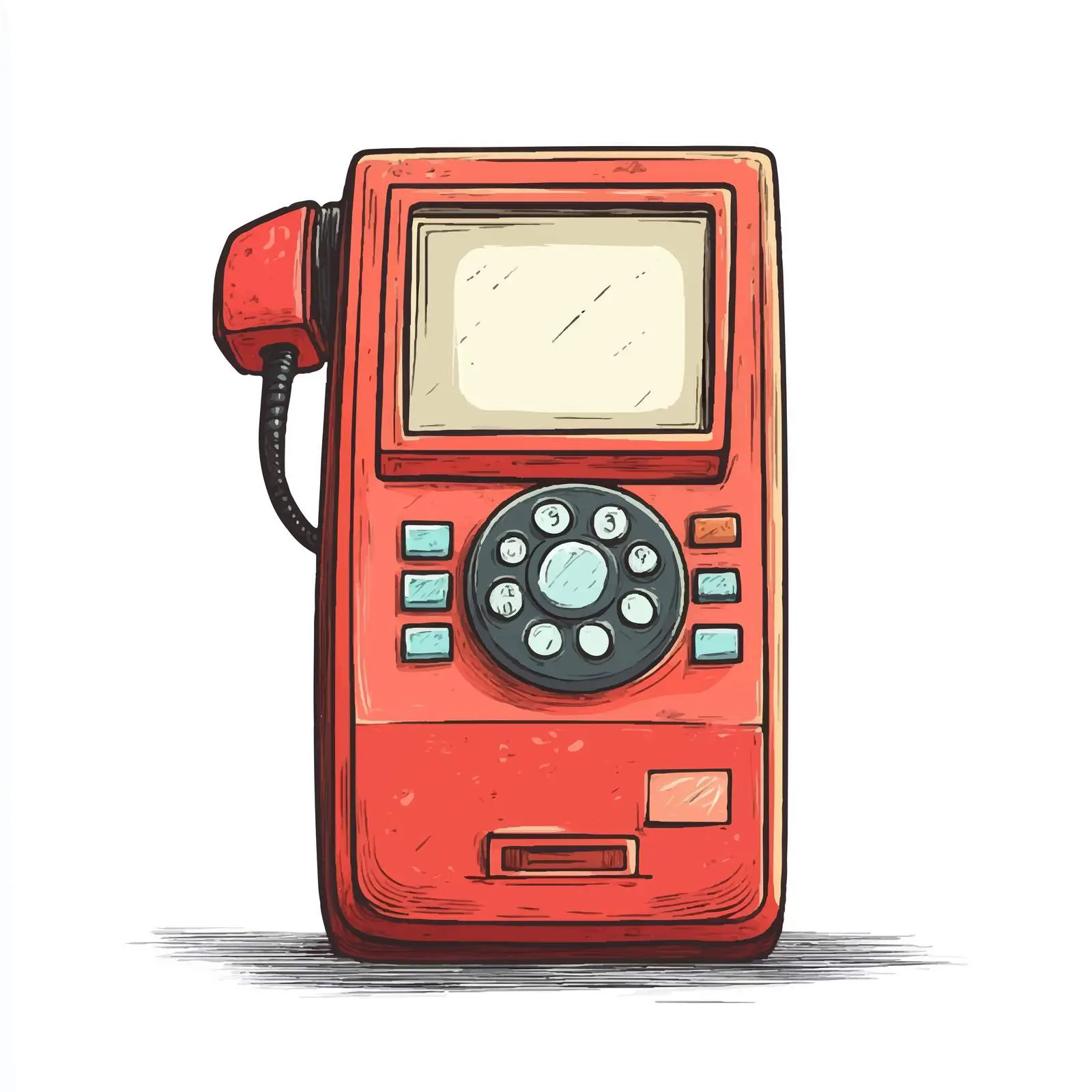 Hand-Drawn Cartoon Public Telephone Vector — free download from Dotvec