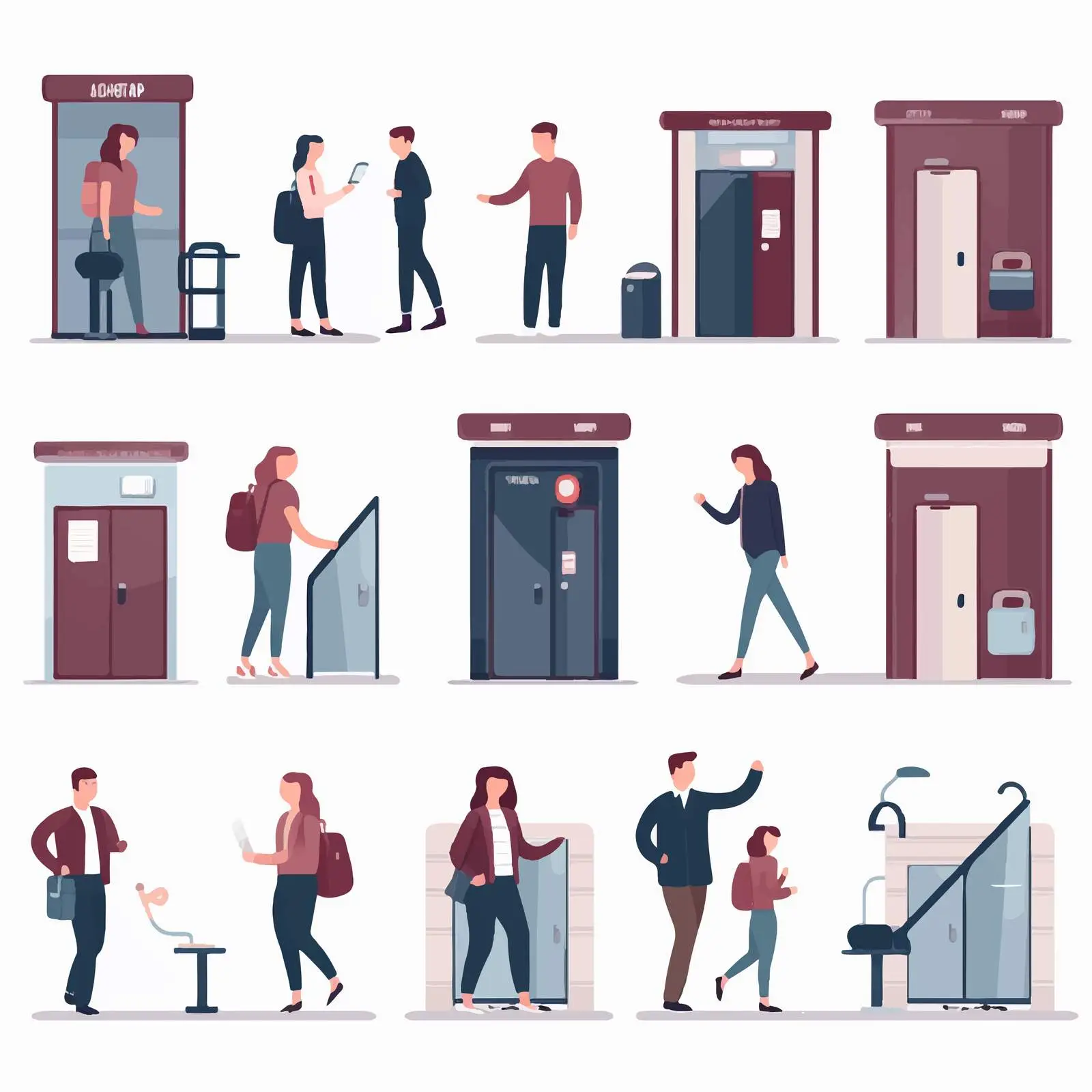 School Restroom Vector Illustration with People — free download from Dotvec