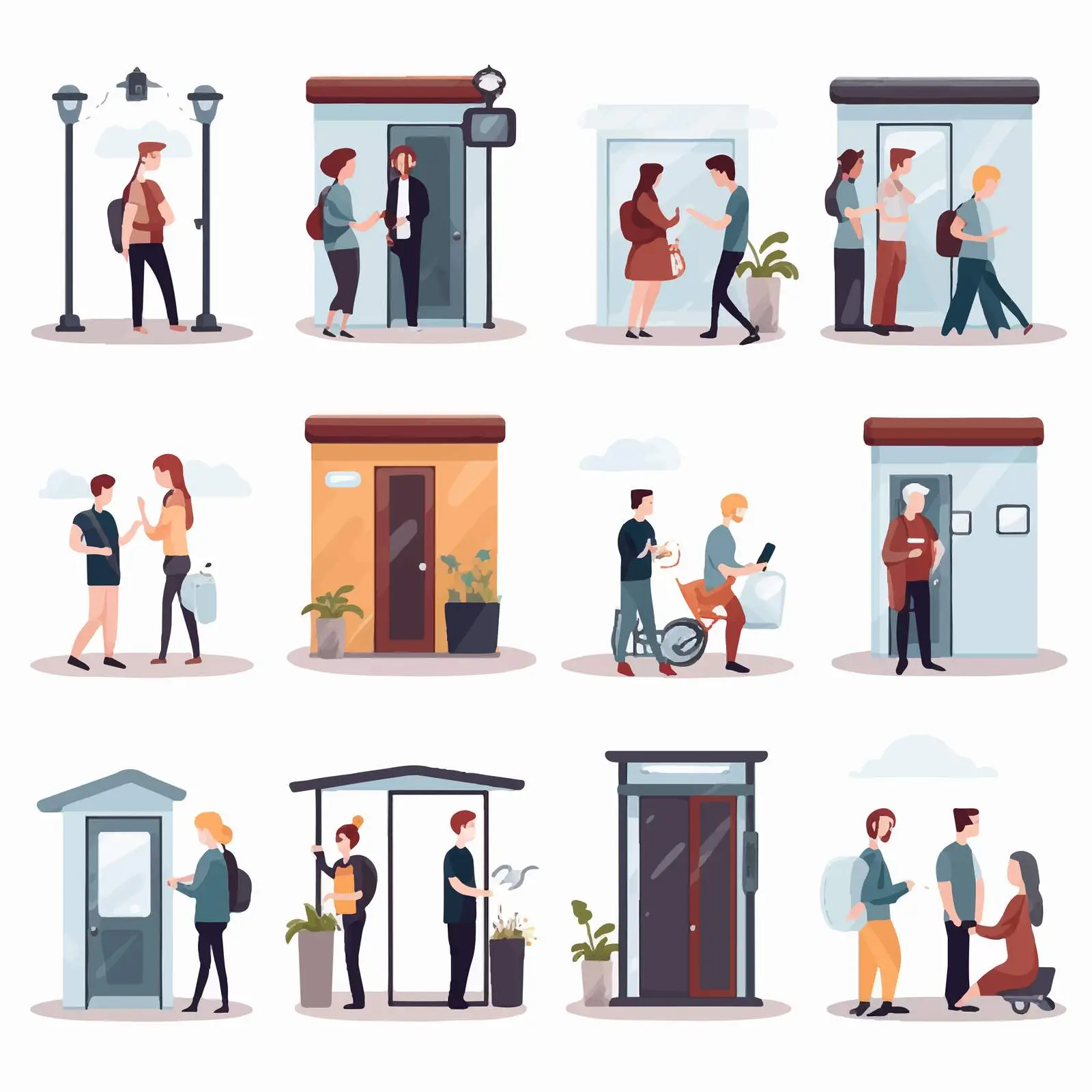 School Restroom Vectors with People Using Toilets – free toilet humor image from Dotvec