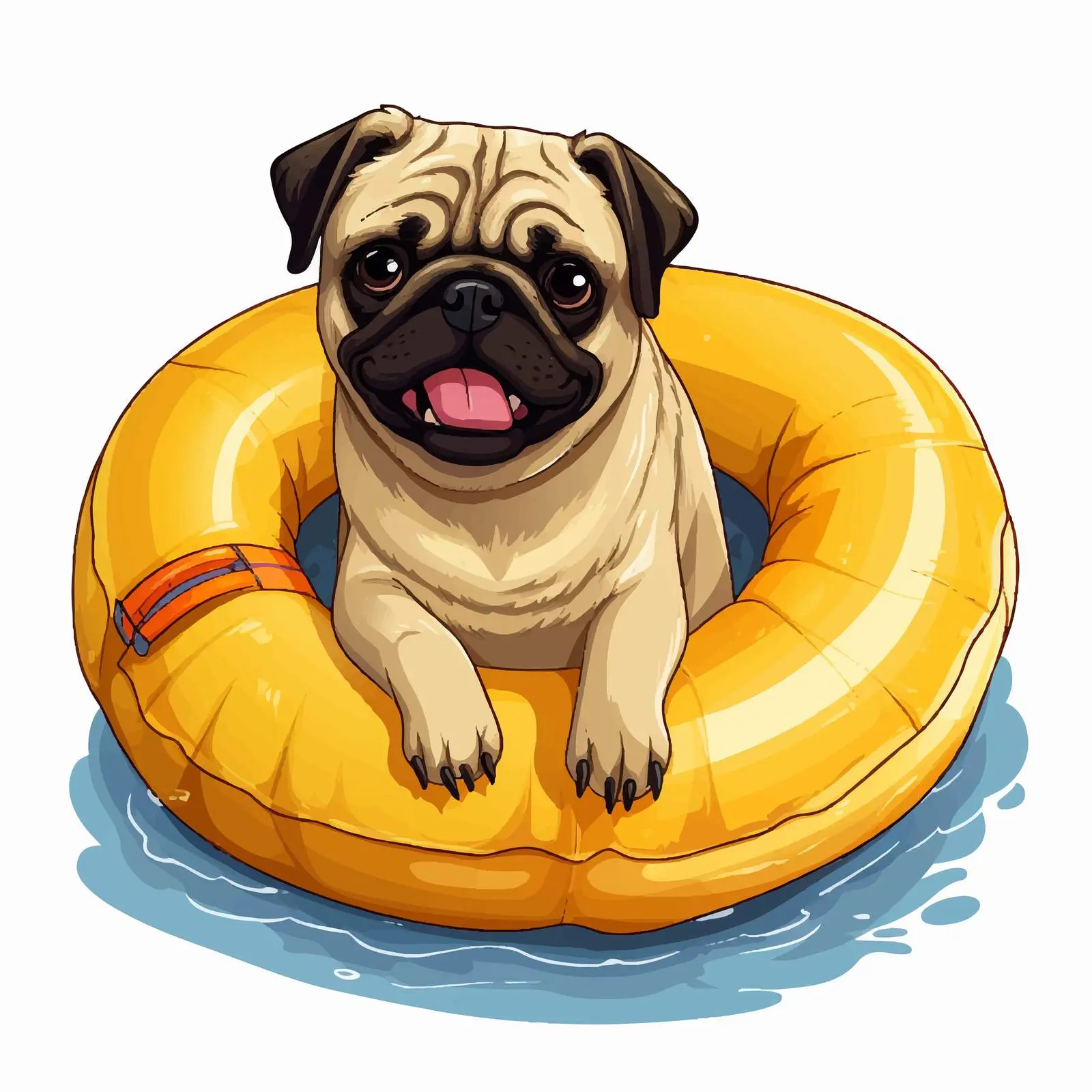 Pug Dog in Inflatable Ring Illustration — free download from Dotvec