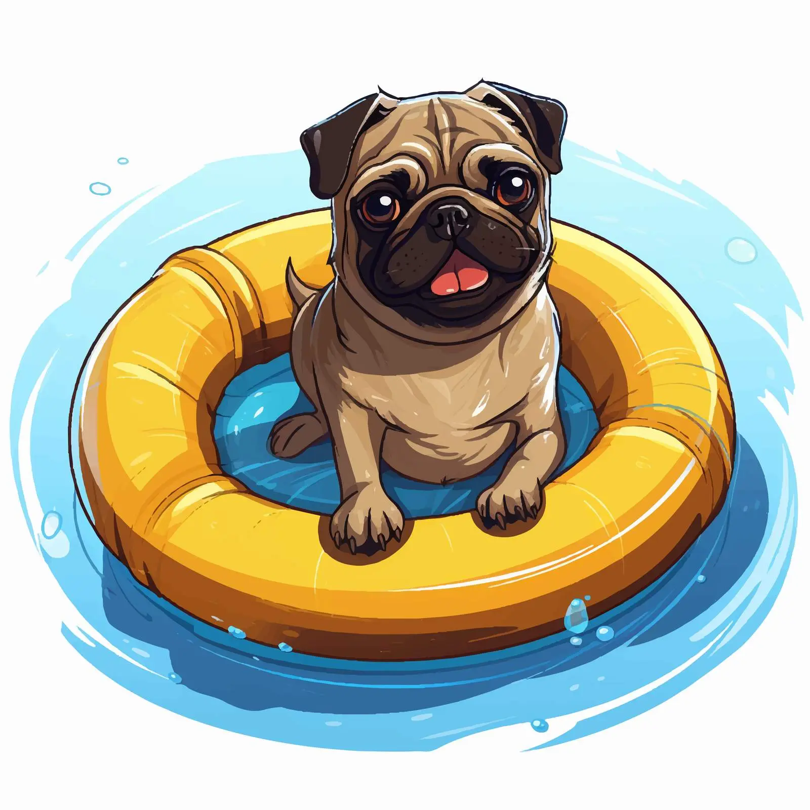 Pug Dog in Inflatable Ring Illustration — free download from Dotvec