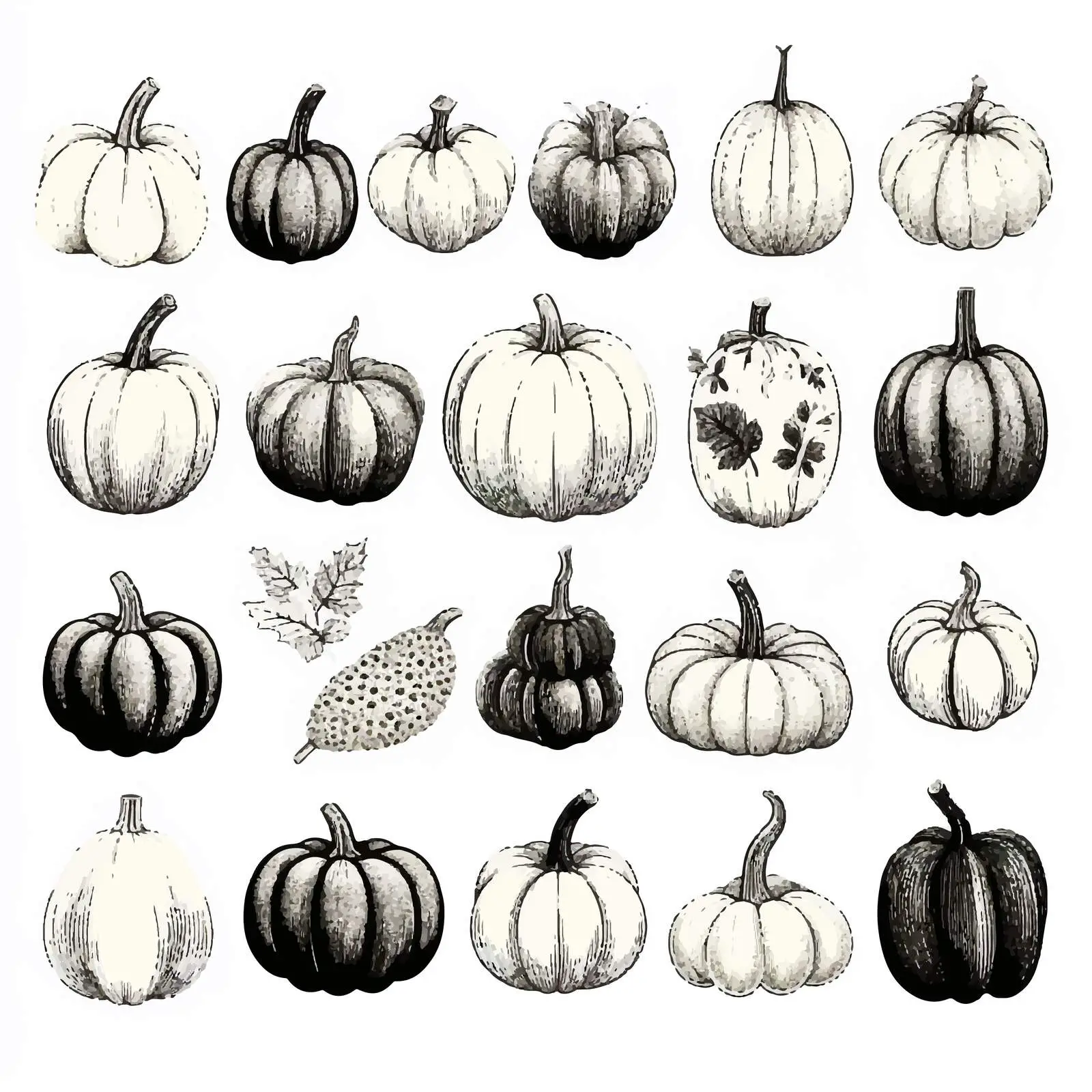 Monochrome Pumpkin Vector Illustrations Set — free download from Dotvec