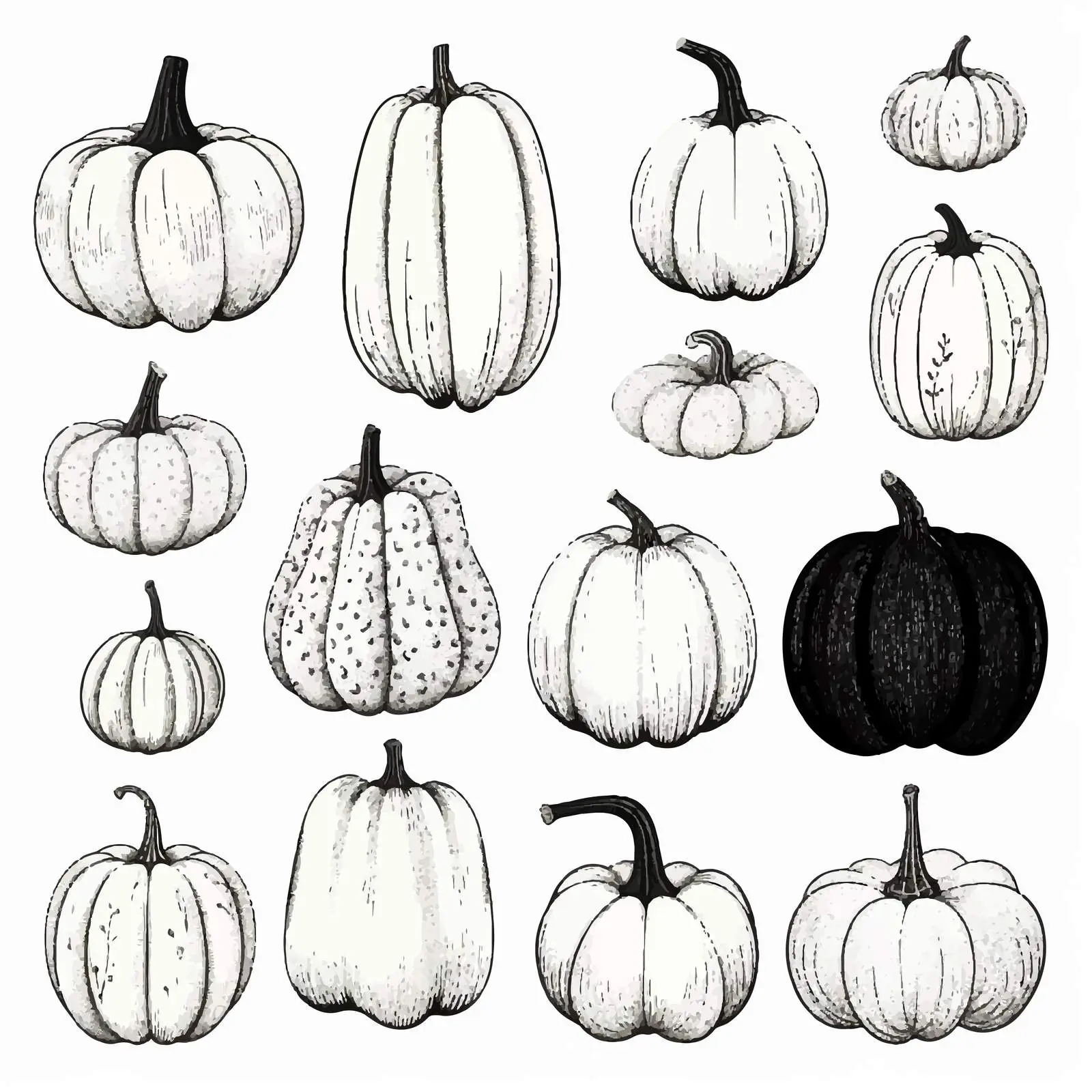 Monochrome Pumpkin Vector Illustration Set — free download from Dotvec