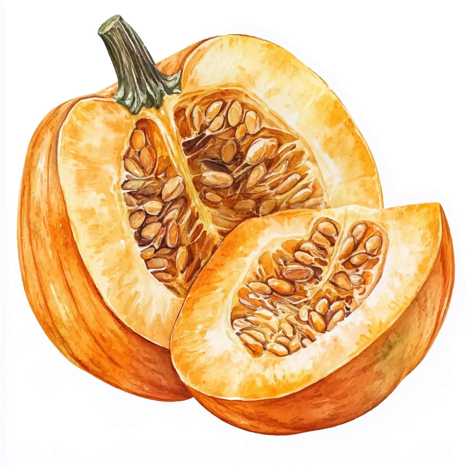 Watercolor Pumpkin Vector Illustration with Wide Angle — free download from Dotvec
