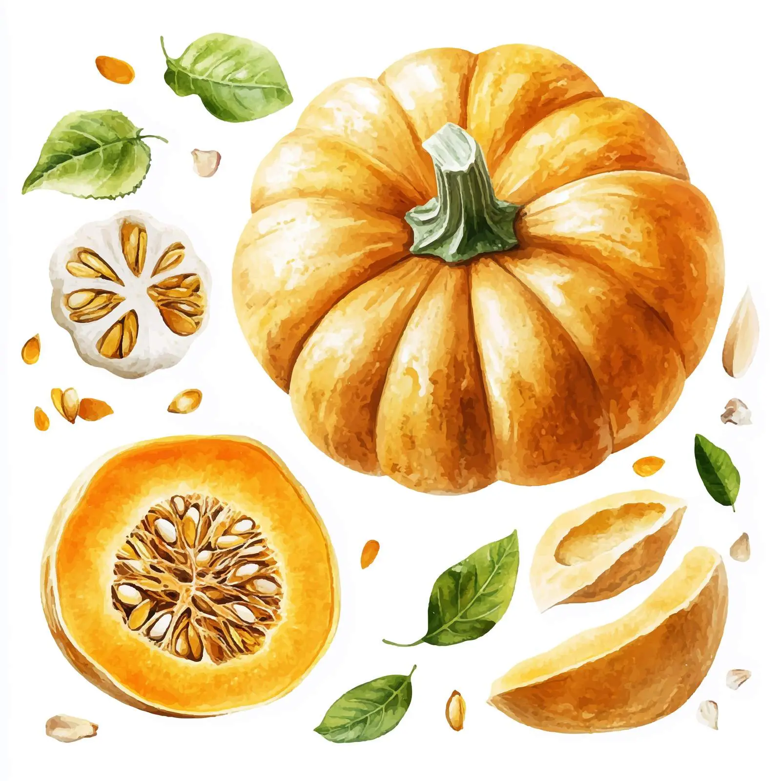 Hand-Painted Watercolor Pumpkin for Halloween — free download from Dotvec