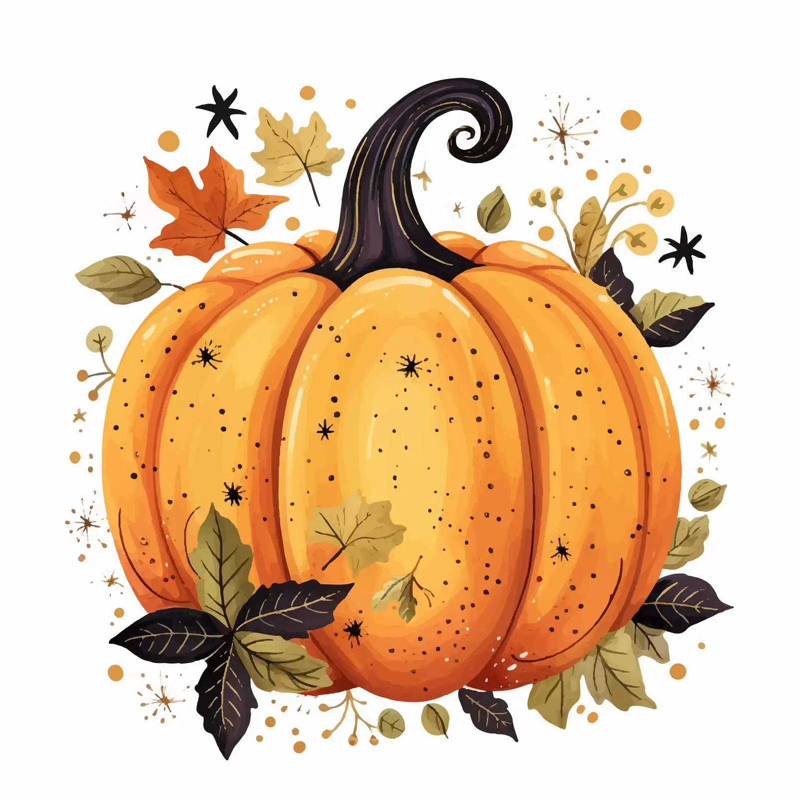 Boho Pumpkin with Leaves and Stars Design — free download from Dotvec