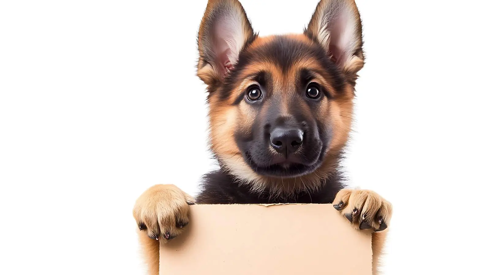German Shepherd Puppy with Placard on White Background – free infographic image from Dotvec