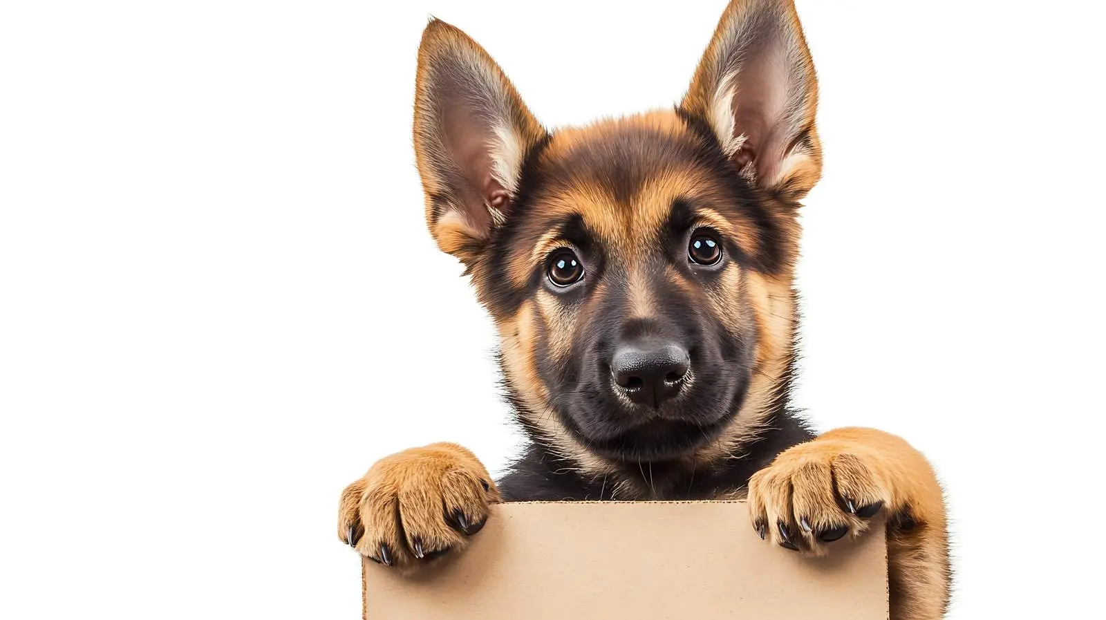 German Shepherd Puppy with Placard on White Background — free download from Dotvec