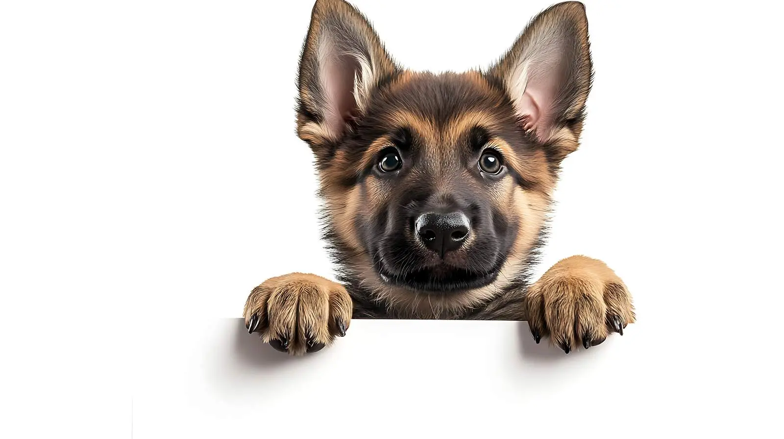 German Shepherd Puppy with Placard on White Background – free playful puppy image from Dotvec