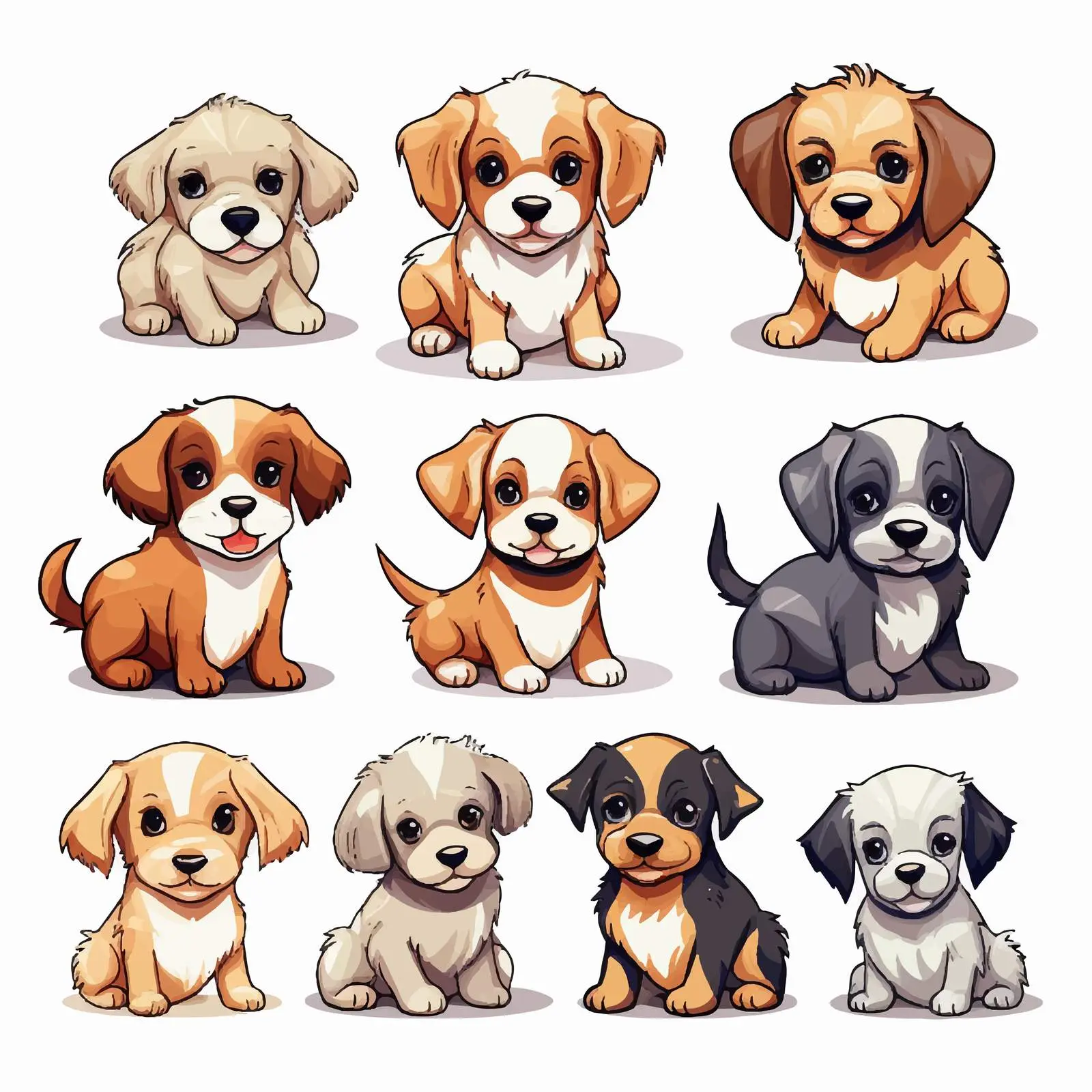 Cute Puppy Line Vector Illustration on White Background – free vector pet image from Dotvec