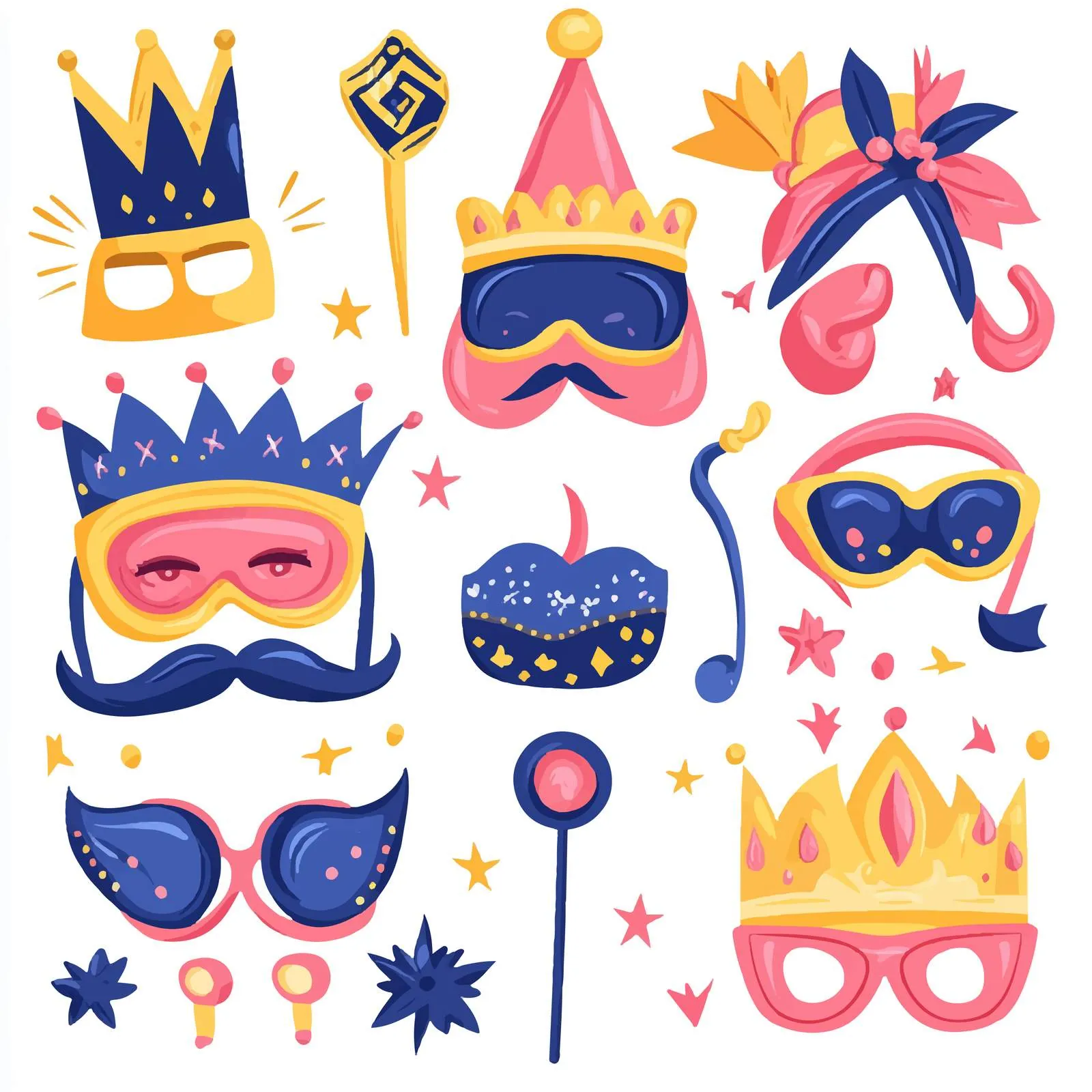 Purim Carnival Elements and Accessories Set — free download from Dotvec