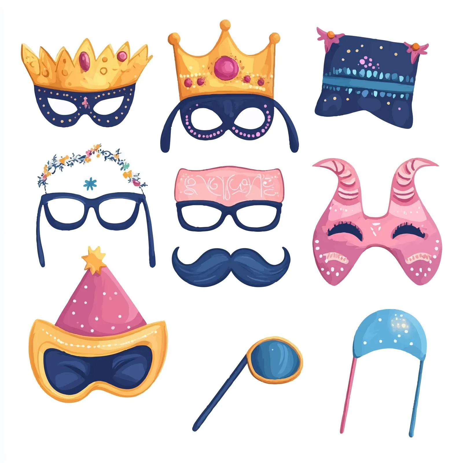 Purim Carnival Elements Set for Jewish Celebration — free download from Dotvec
