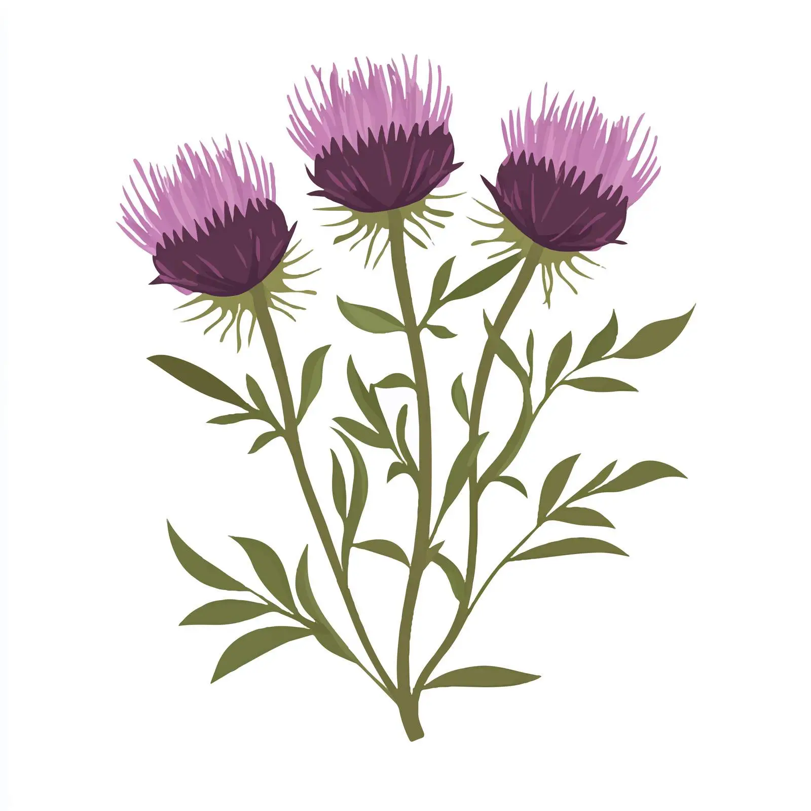 Purple Milk Thistle Flat Vector Illustration — free download from Dotvec