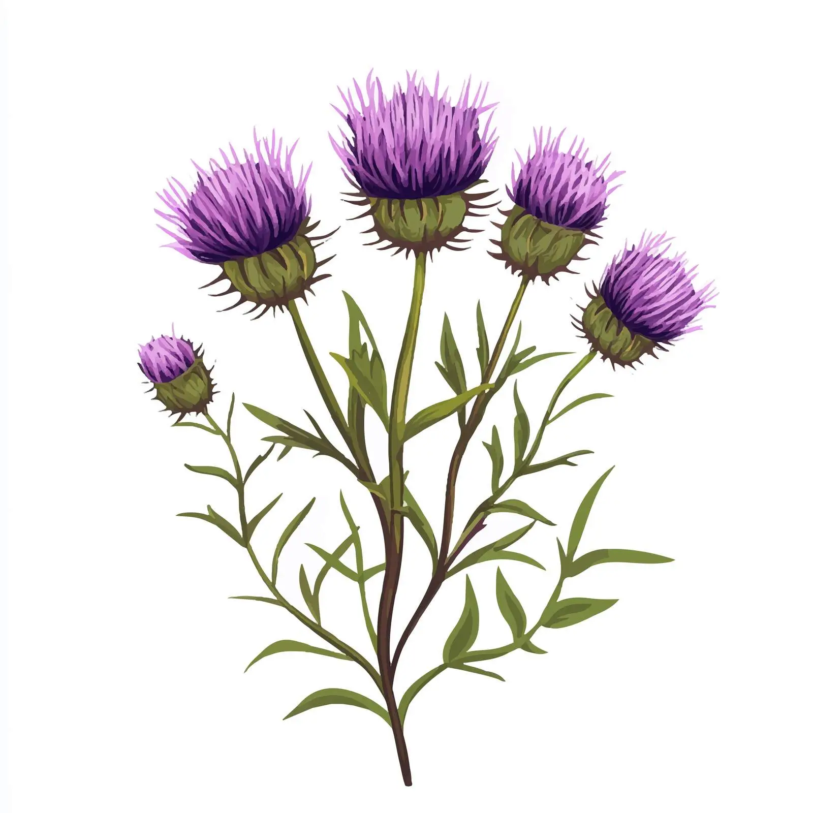 Purple Flowering Milk Thistle Vector Illustration — free download from Dotvec
