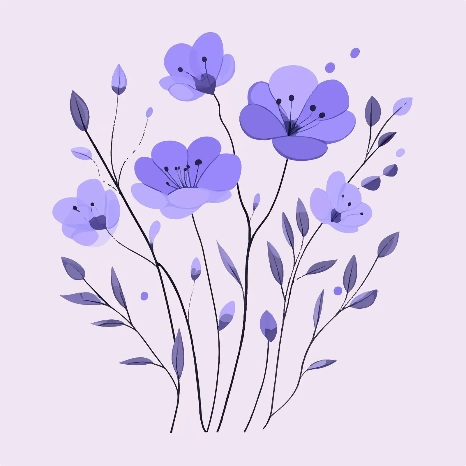 Vibrant Purple Flowers Garden Vector Illustration — free download from Dotvec