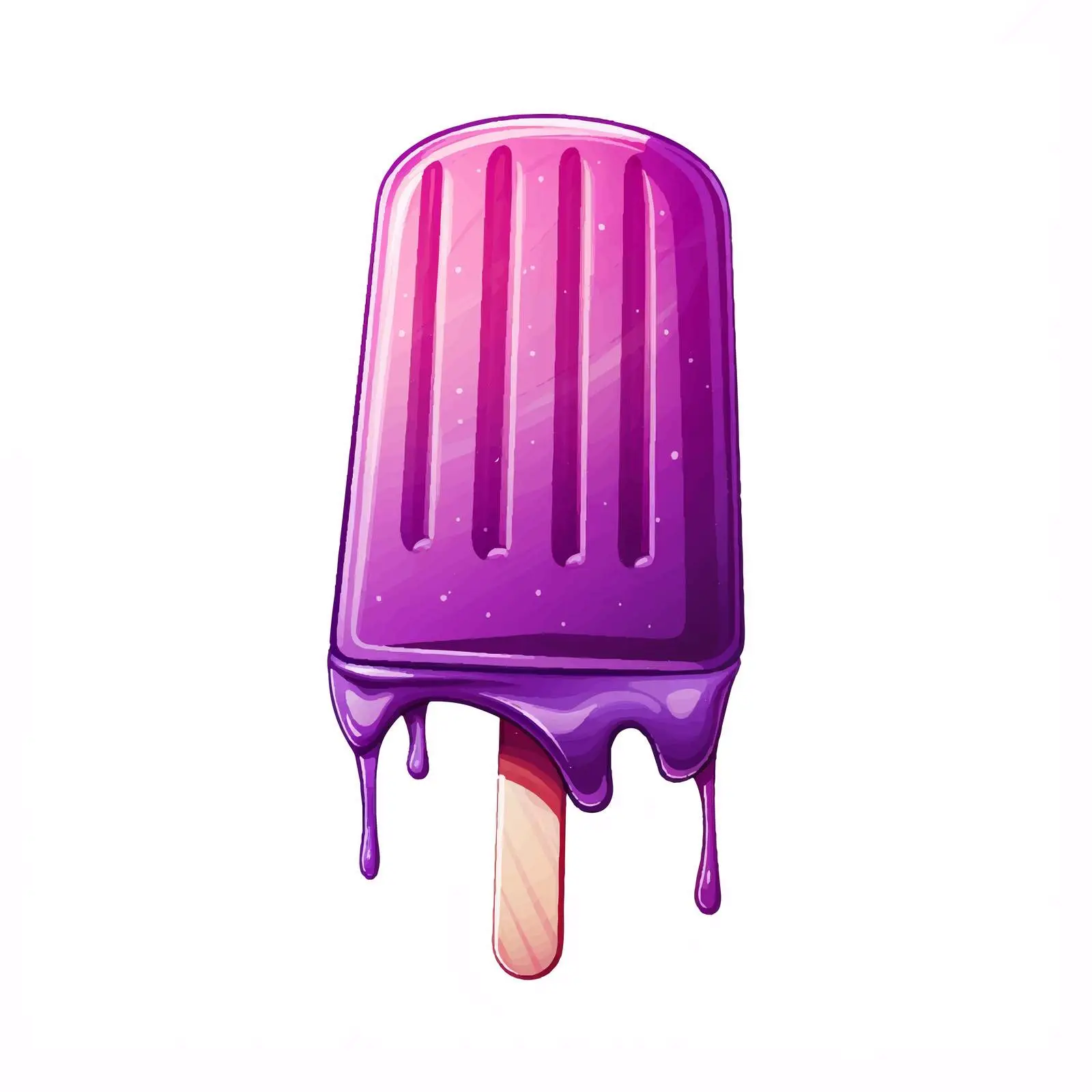 Melting Purple Popsicle Illustration on Stick – free frozen dessert image from Dotvec