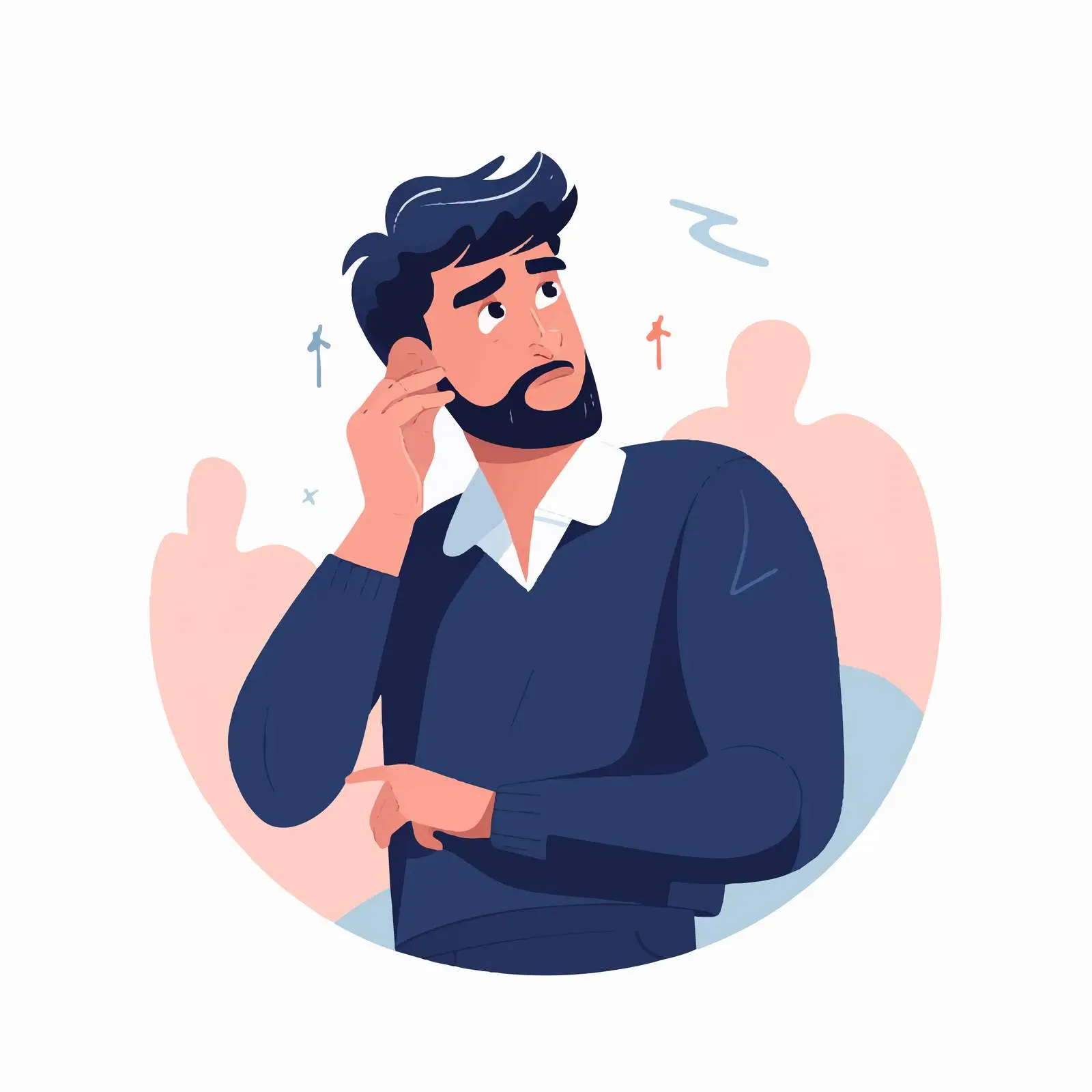 Pensive Man Thinking and Scratching Head Vector — free download from Dotvec