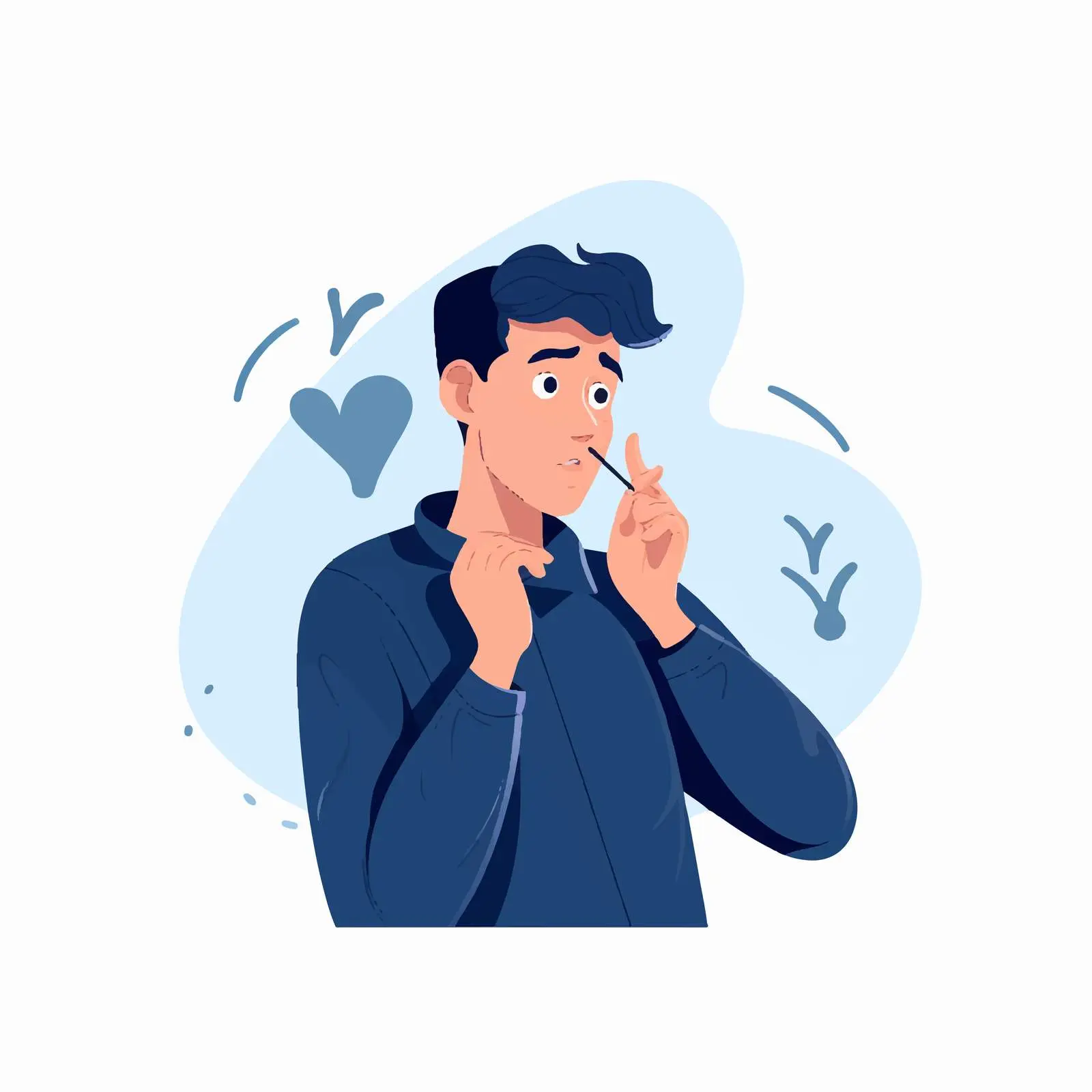 Pensive Man Thinking and Scratching Head Illustration — free download from Dotvec