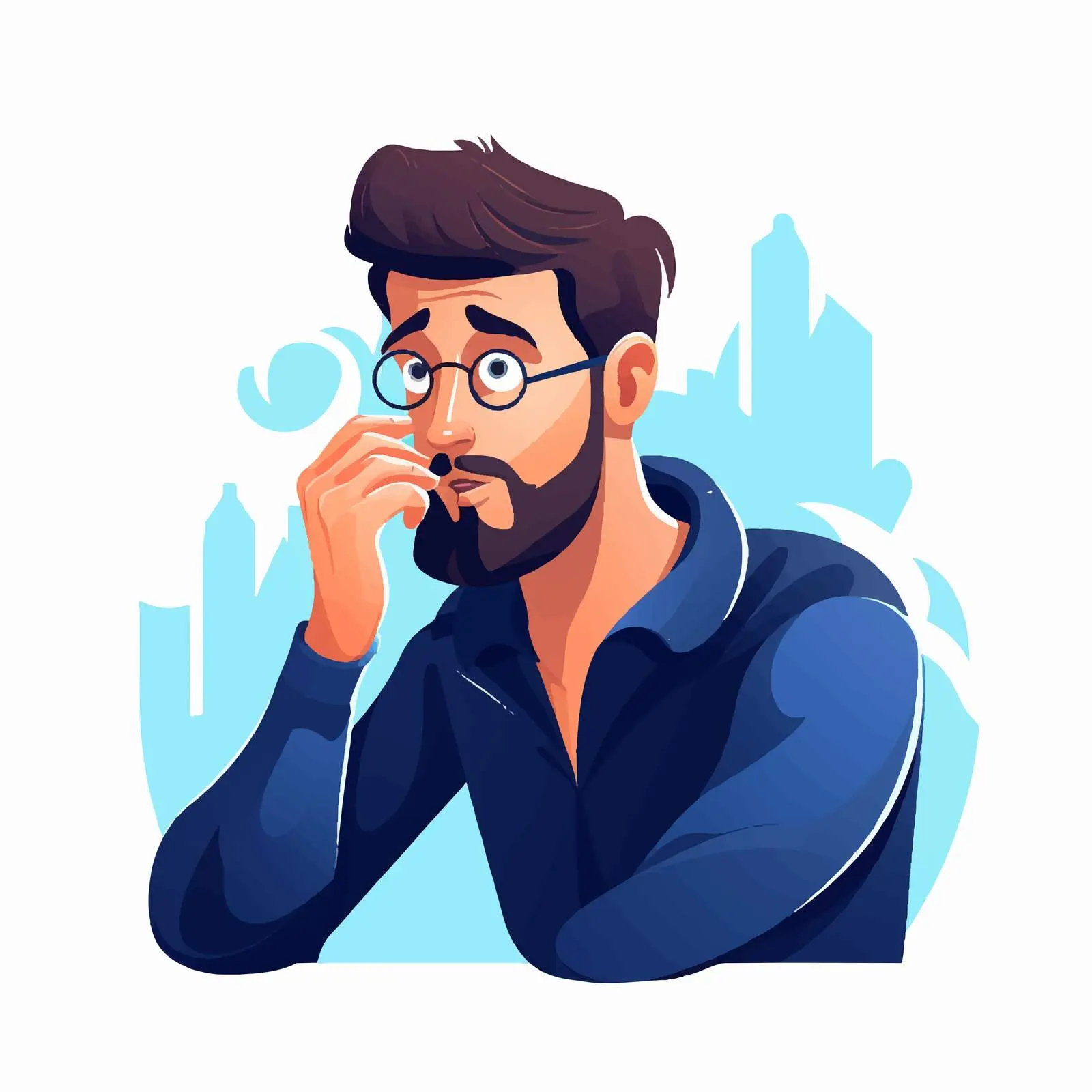 Pensive Man Deep in Thought Vector Illustration — free download from Dotvec
