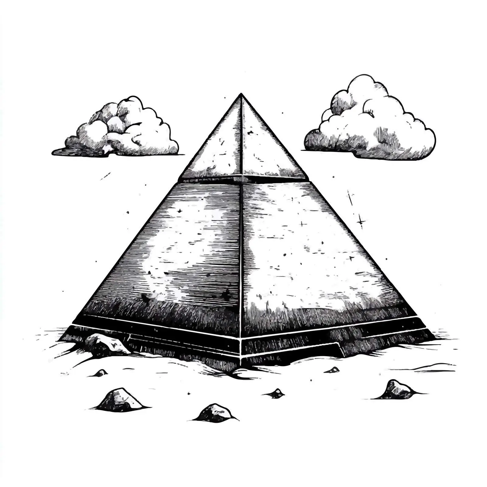 Black and White Pyramid Cartoon Illustration — free download from Dotvec