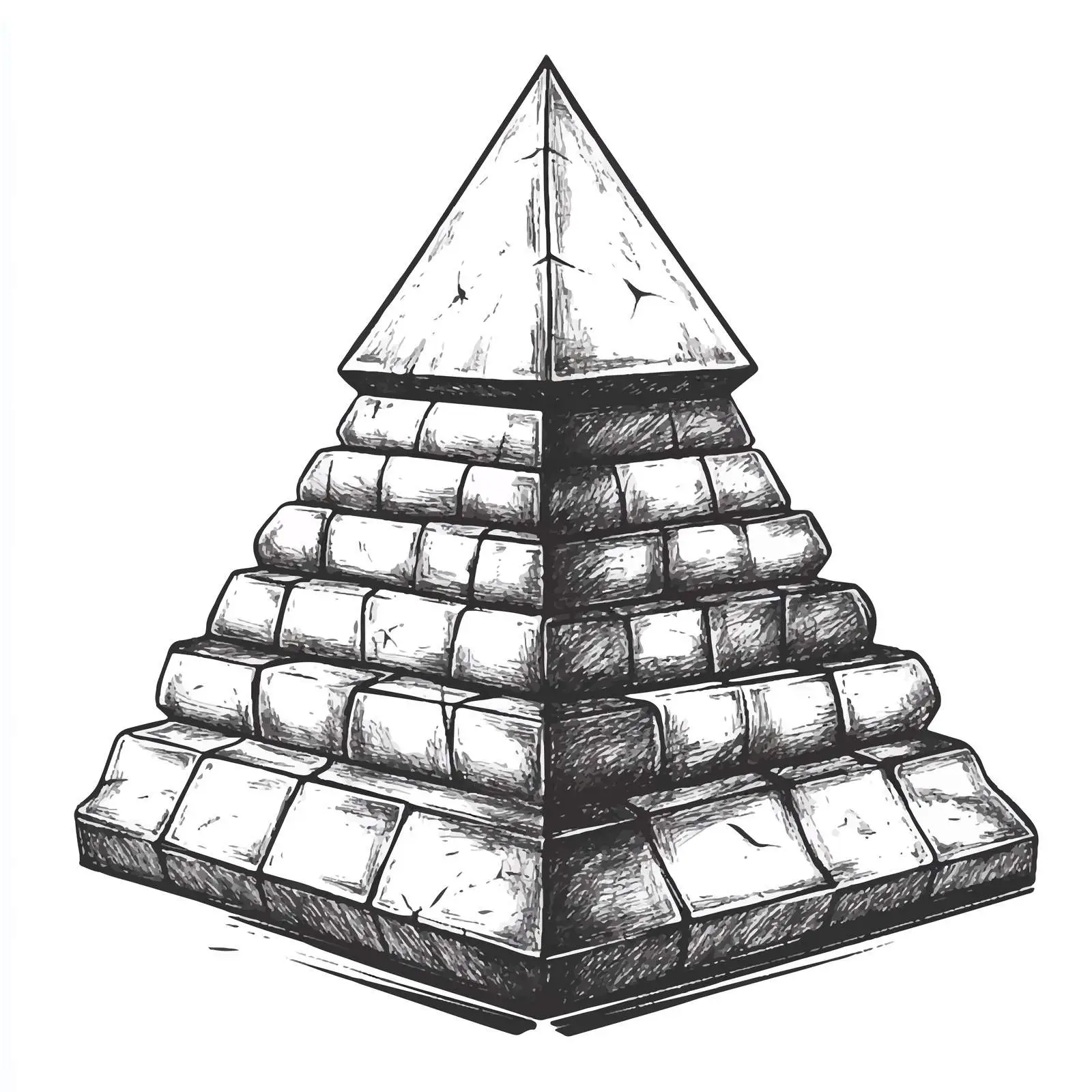 Black and White Cartoon Pyramid Vector Illustration — free download from Dotvec