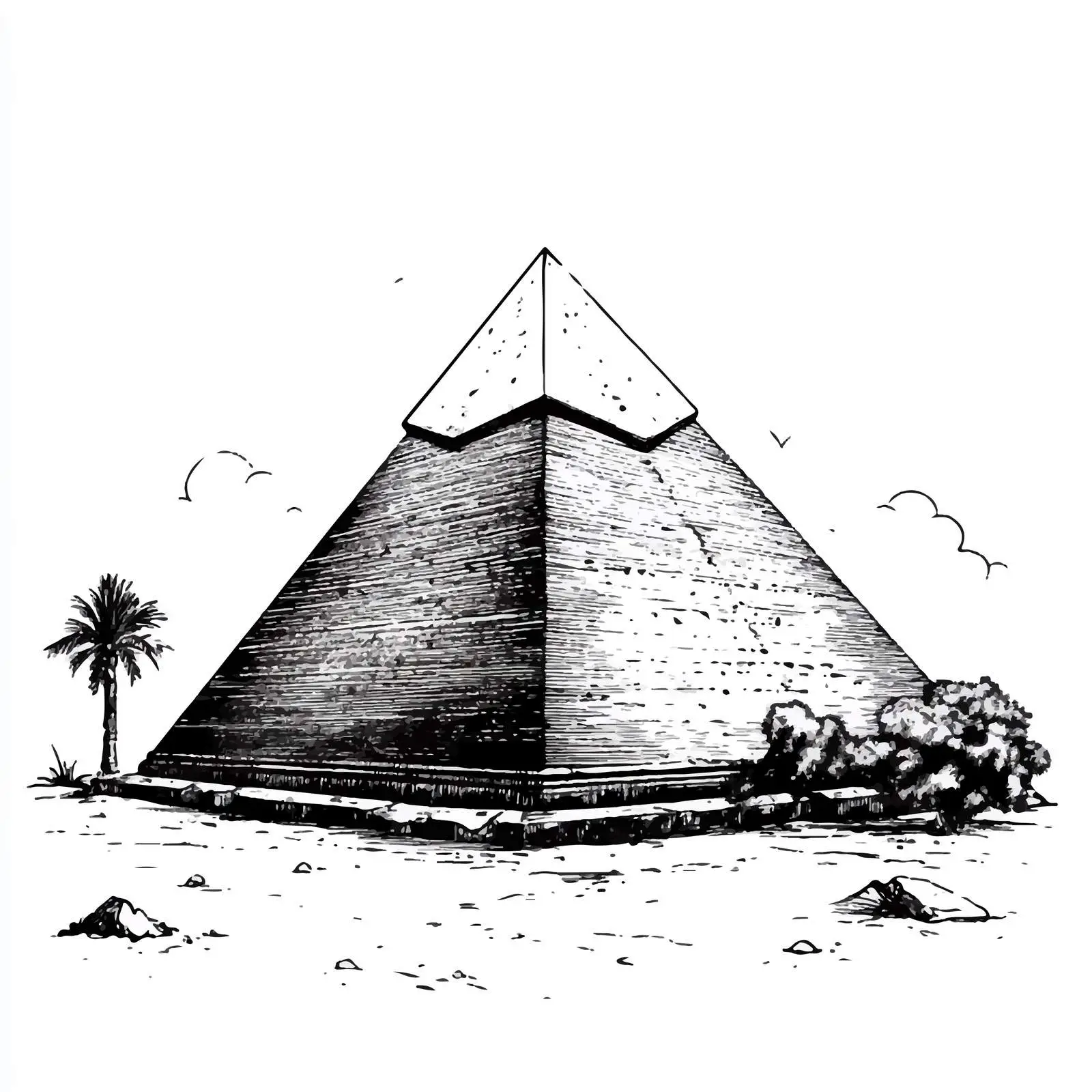 Black and White Pyramid Cartoon Vector Illustration — free download from Dotvec