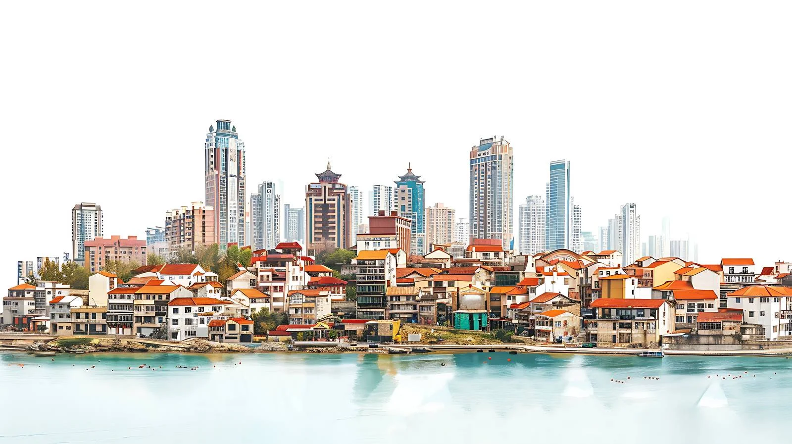 Qingdao Dacun Town White Background Scene — free download from Dotvec