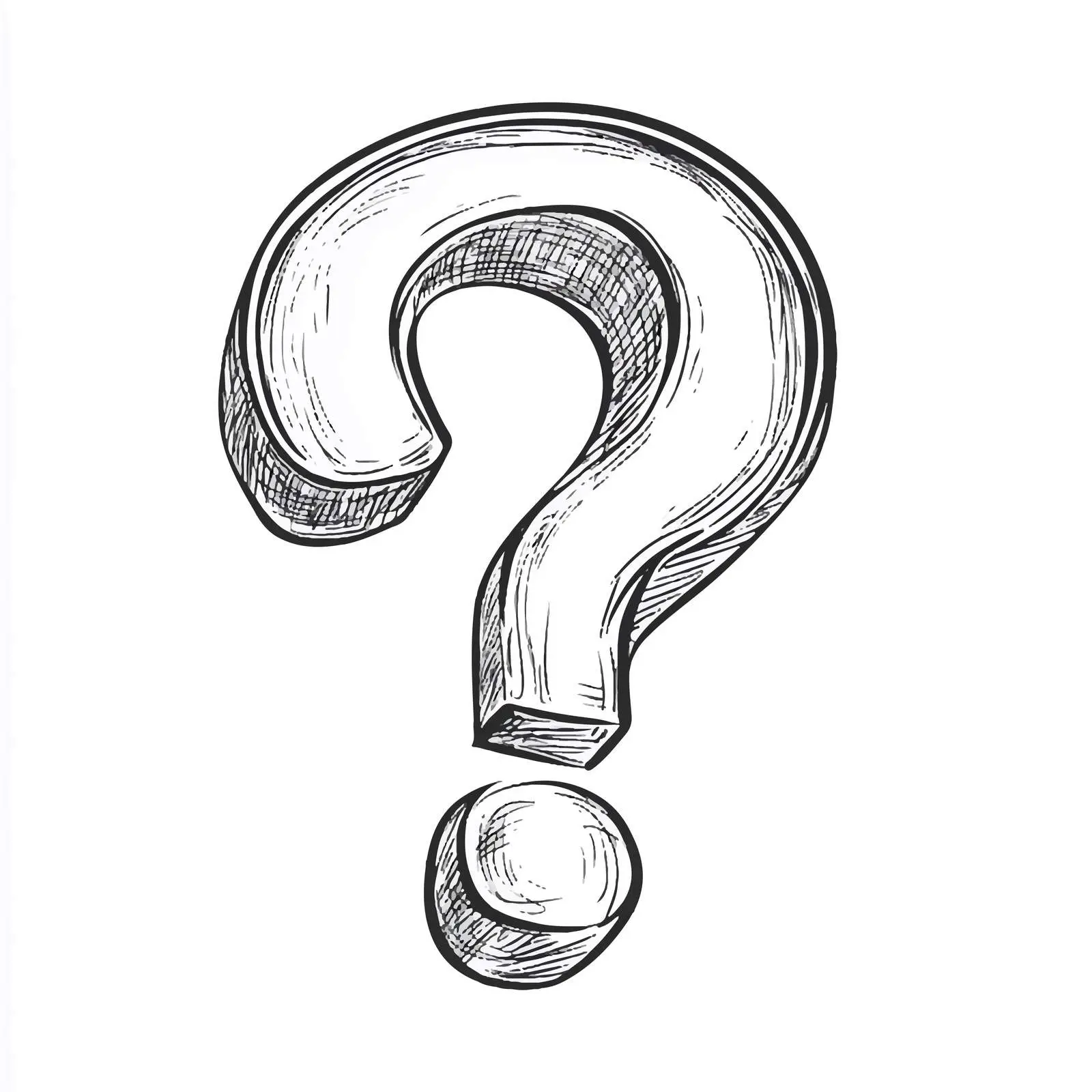 Black and White Question Mark Cartoon Vector – free query image from Dotvec