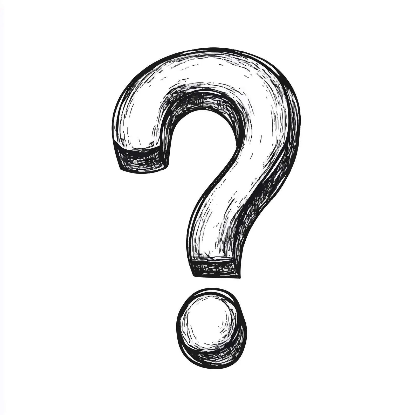 Black and White Question Mark Cartoon Illustration – free query image from Dotvec